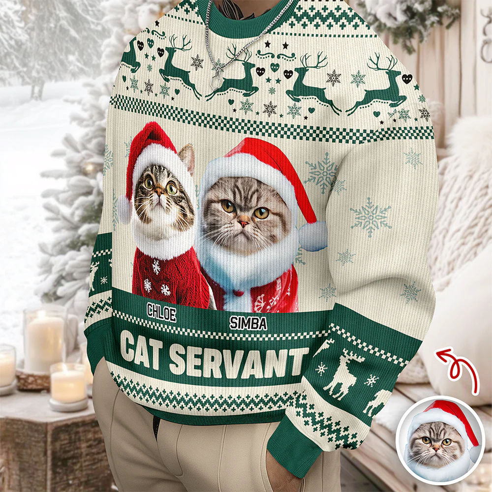 Custom Photo Cat Mom Pawlidays - Personalized Christmas Ugly Sweatshirt CH07 899372 - Image 8