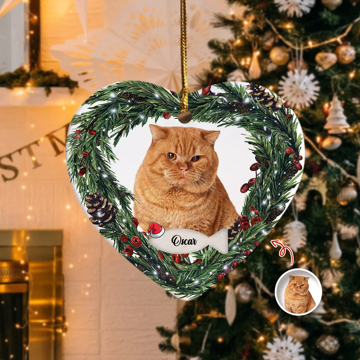 Custom Photo Cat Personalized Heart Shaped Ceramic Ornament For Christmas HA75 897466 - Image 10