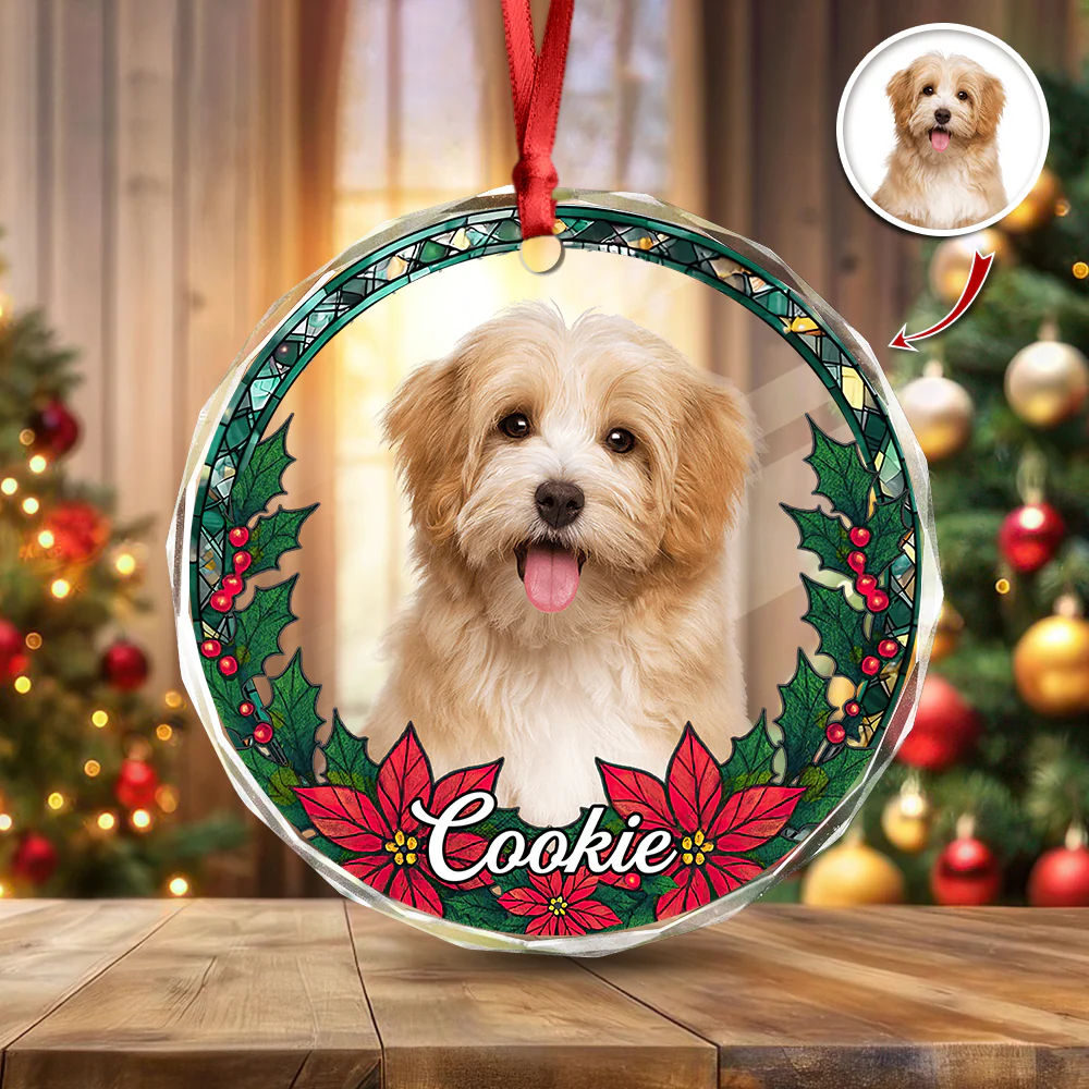Custom Photo Christmas Glass Ornament For Dog Lovers HA75 897064 - Image 10