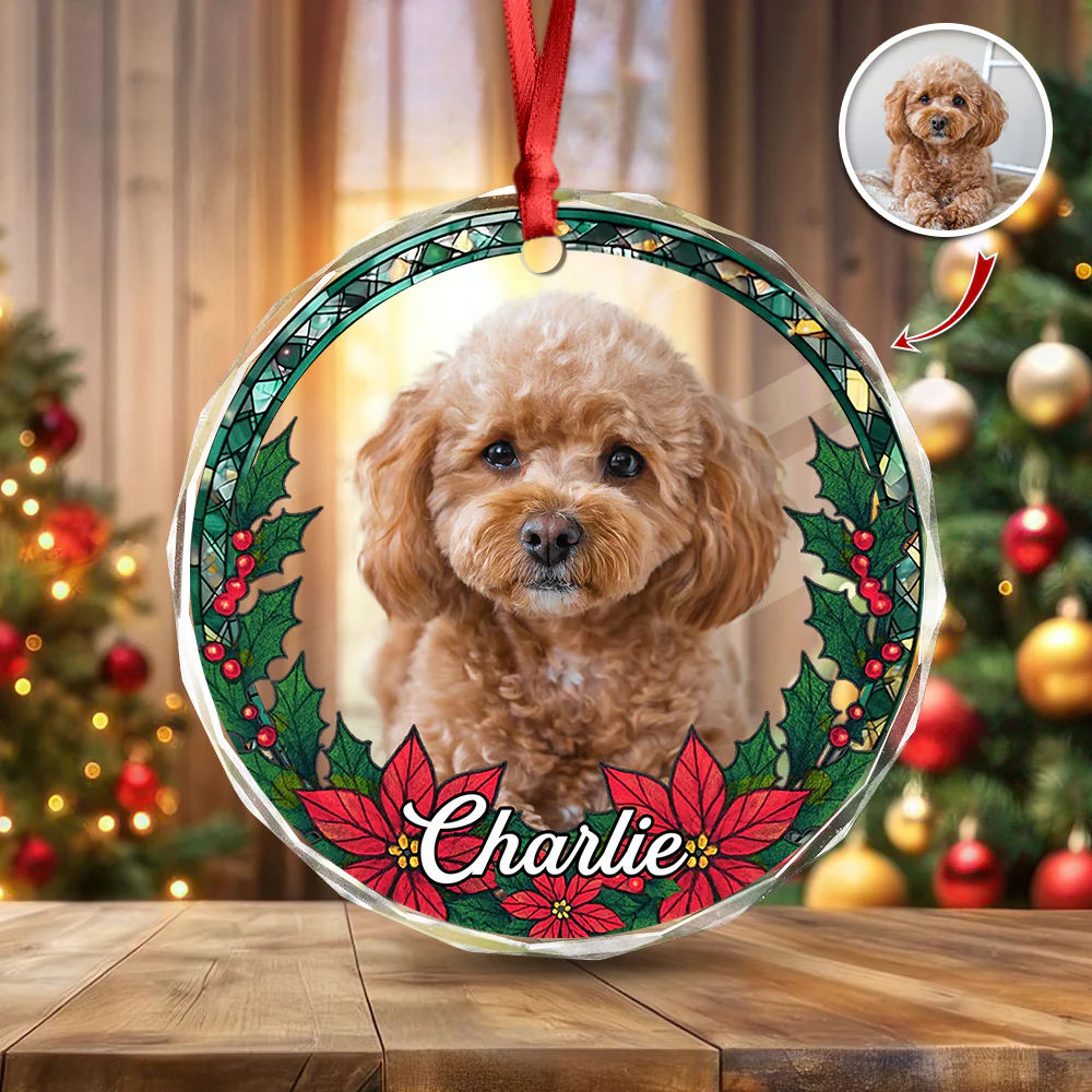 Custom Photo Christmas Glass Ornament For Dog Lovers HA75 897064 - Image 5