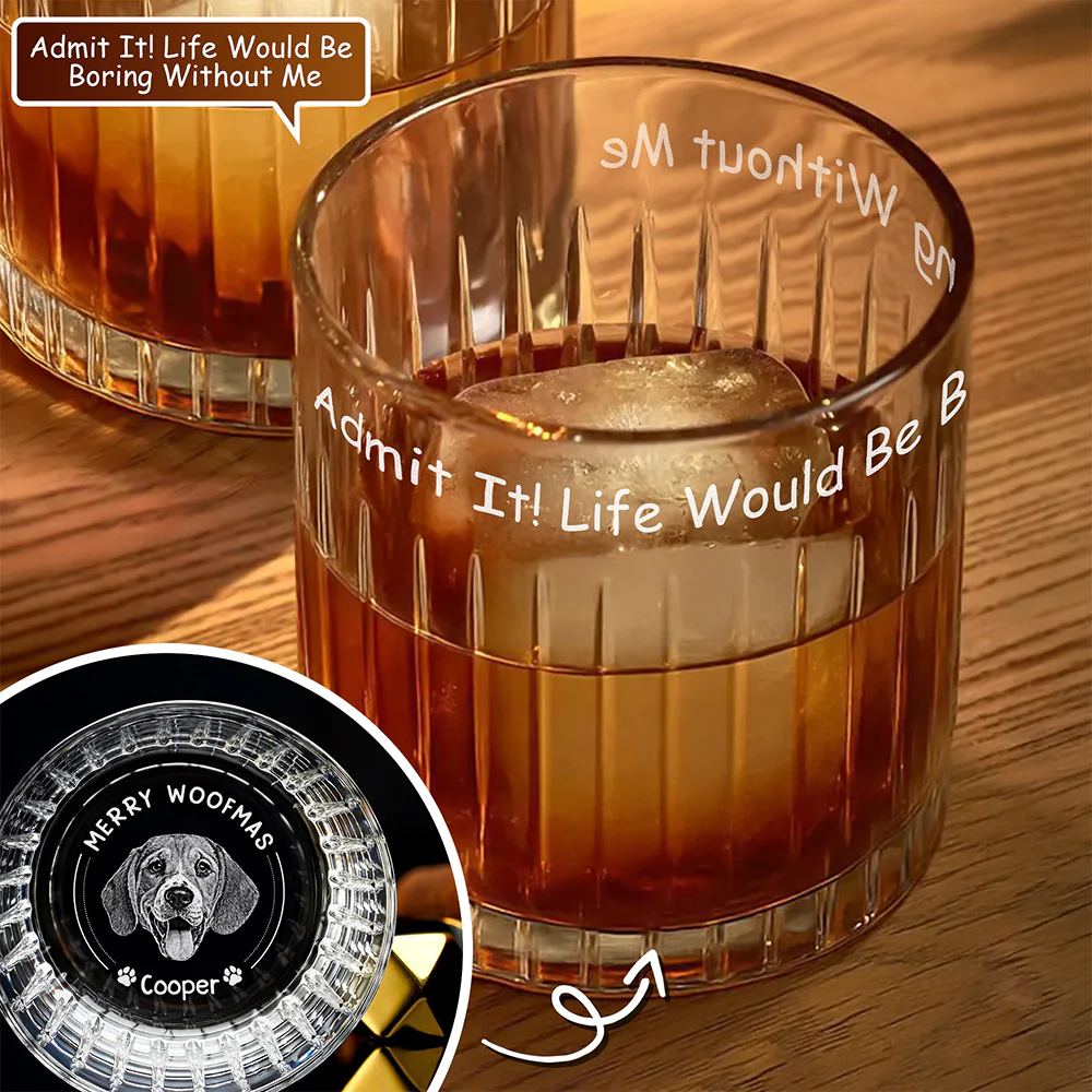 Custom Photo Christmas Would Be Boring Without Me Christmas Engraved Vertical Lines Whiskey Glass TH10 894501 - Image 5