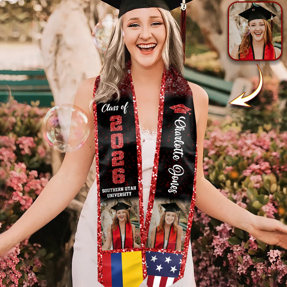 Custom Photo Class of 2026 Flag Graduation Stoles - Graduation Gift, Senior Gift HO82 901640 - Image 2