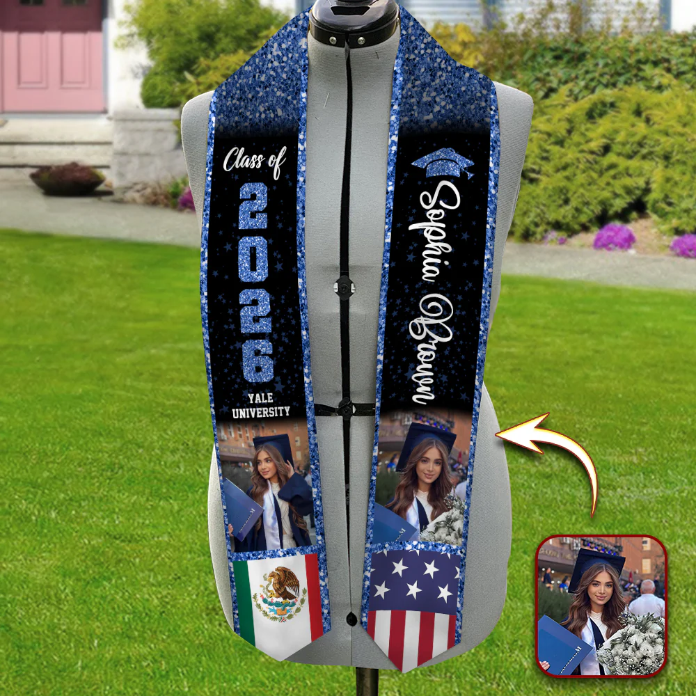 Custom Photo Class of 2026 Flag Graduation Stoles - Graduation Gift, Senior Gift HO82 901640 - Image 3