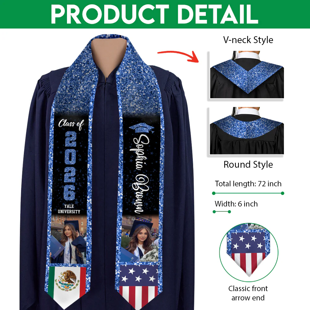Custom Photo Class of 2026 Flag Graduation Stoles - Graduation Gift, Senior Gift HO82 901640 - Image 7