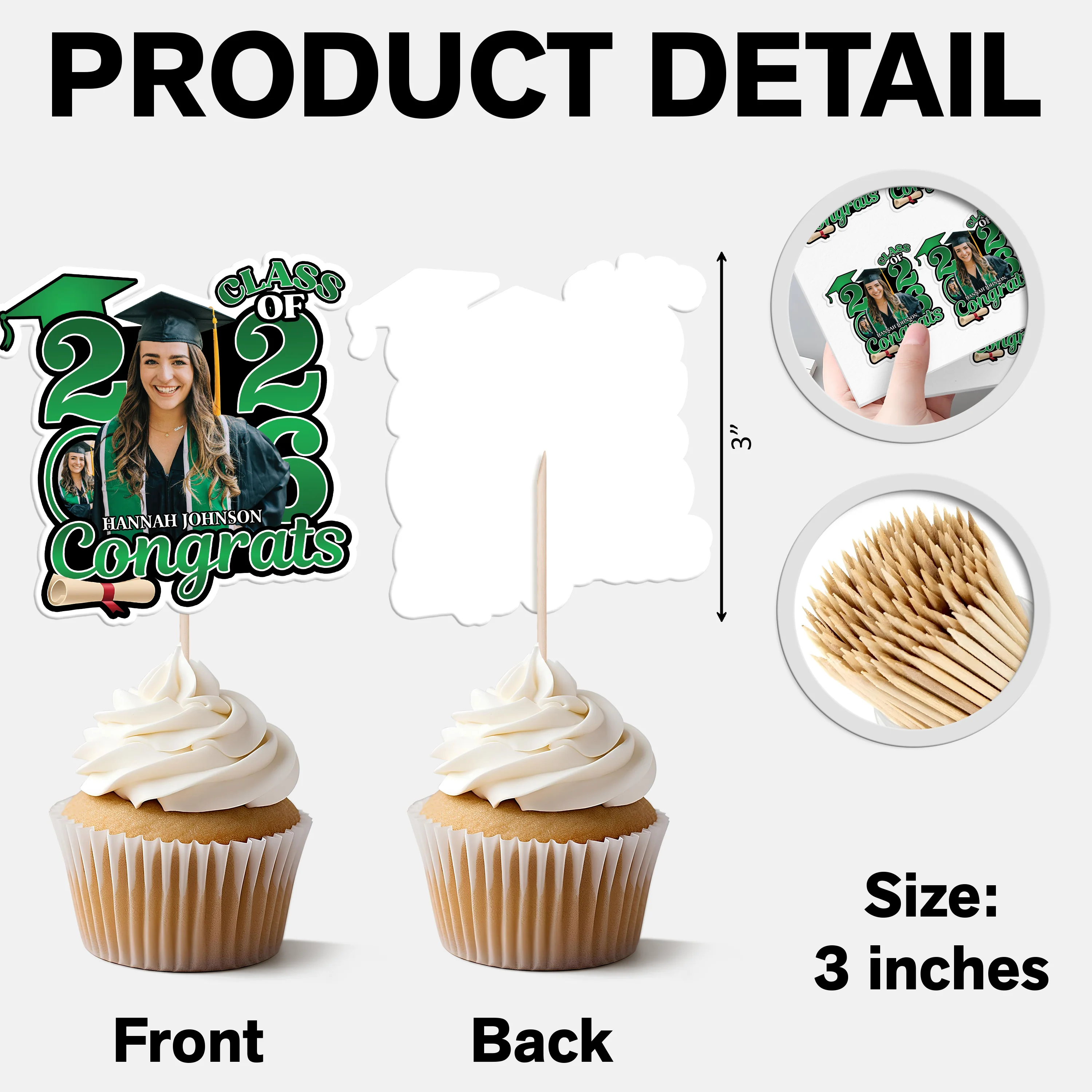 Custom Photo Congrats Class Of 2026 Cupcake Toppers HA75 920834 - Image 7