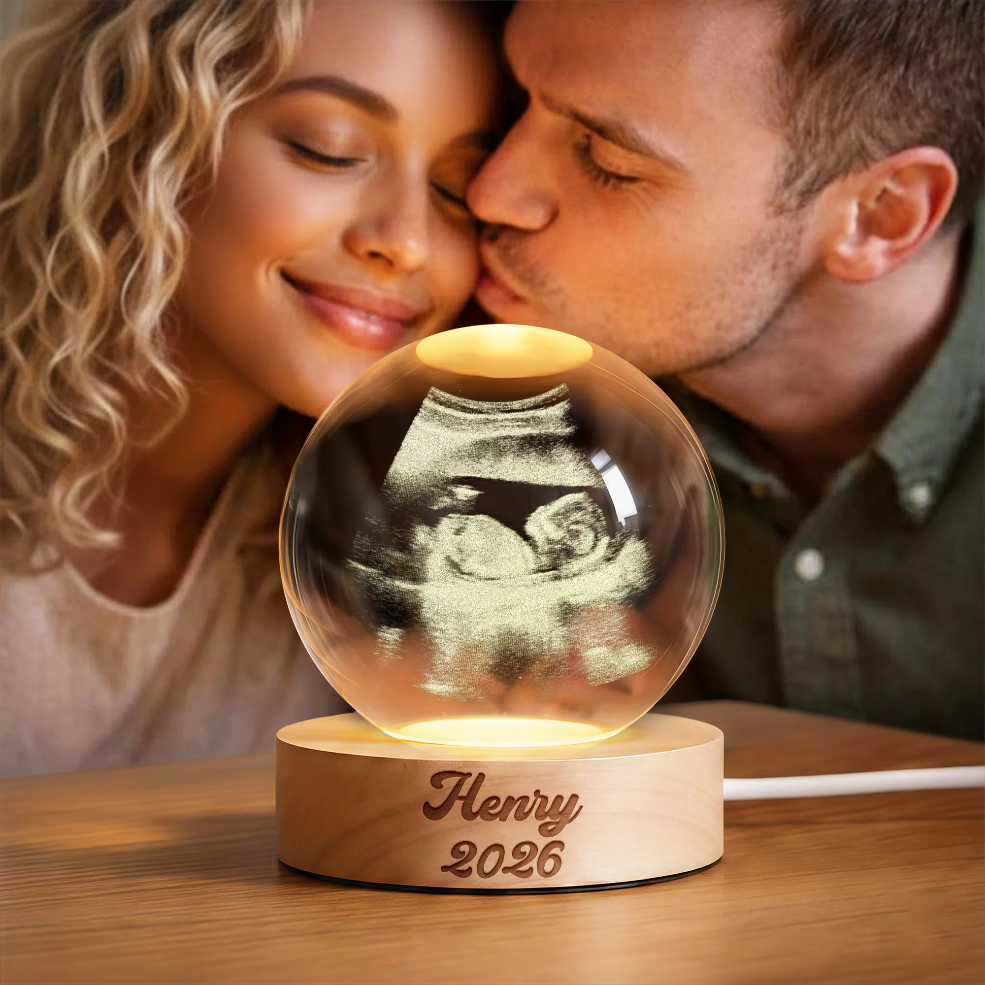Custom Photo Crystal Ball LED Night Light Anniversary Gift, Family Memorial Decor LM32 669093 - Image 2