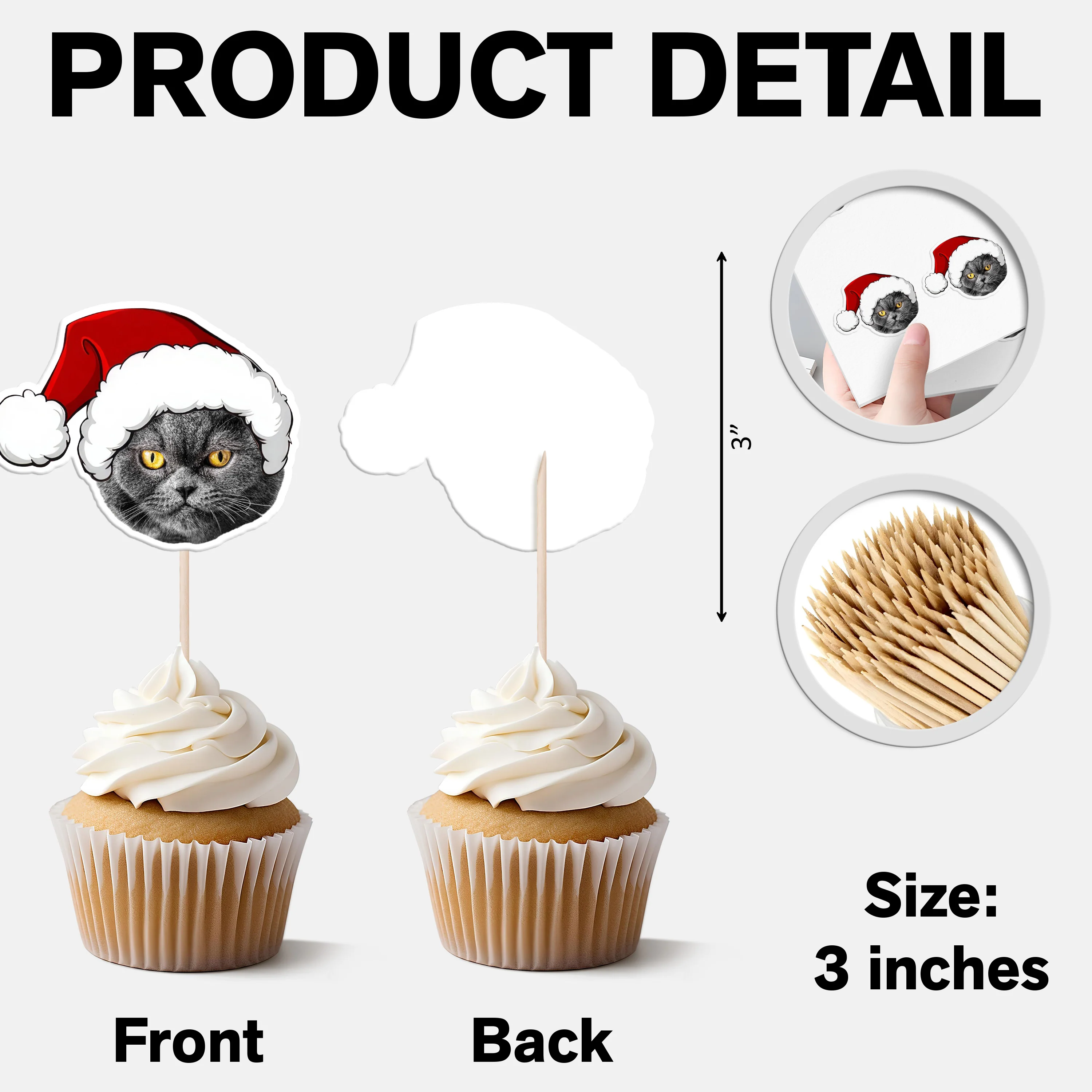 Custom Photo Cute Cat Cupcake Topper Christmas Gift For Cat Lovers TH10 894751 - Image 6