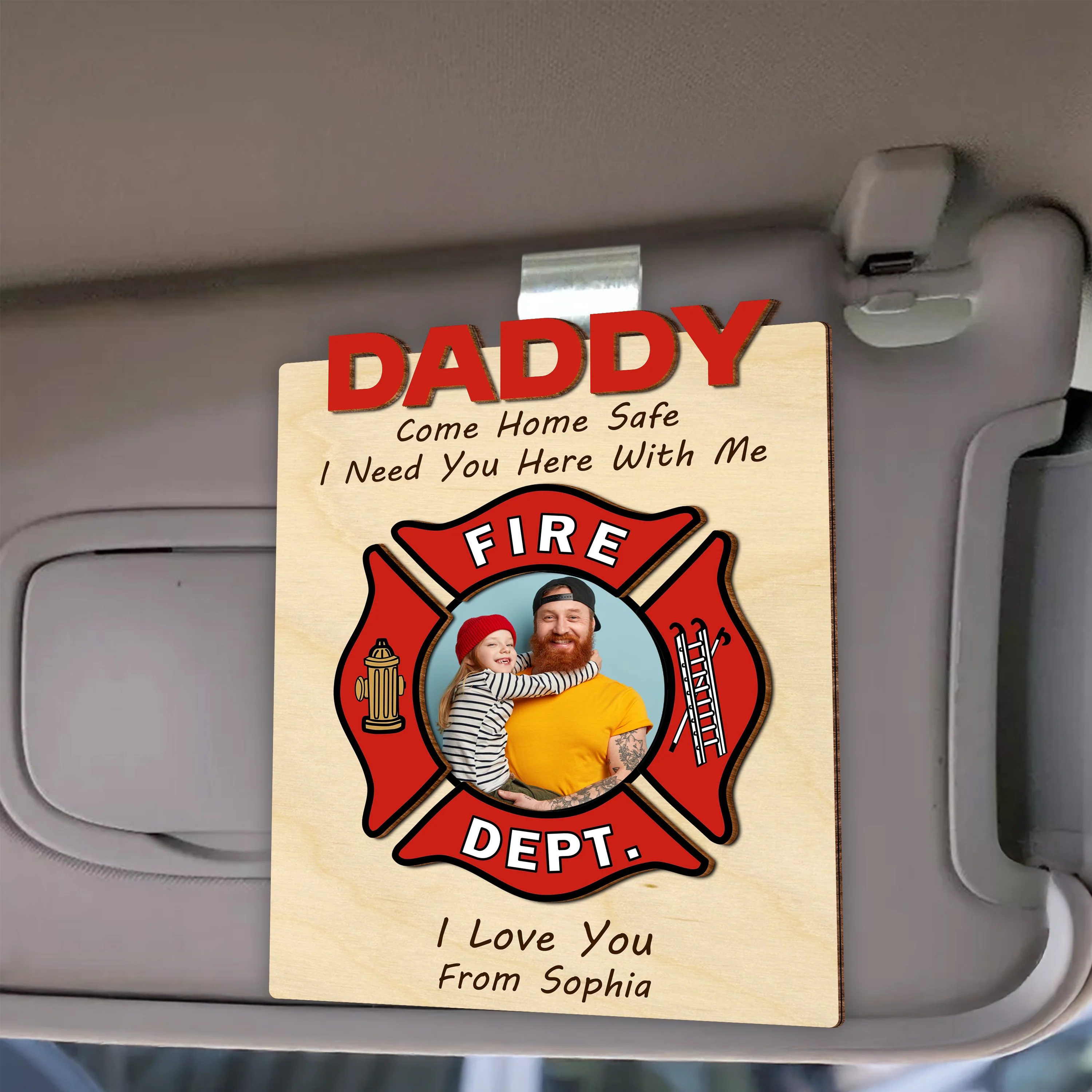 Custom Photo Dad Car Visor Clip Gift For Firefighter CH07 896066 - Image 9