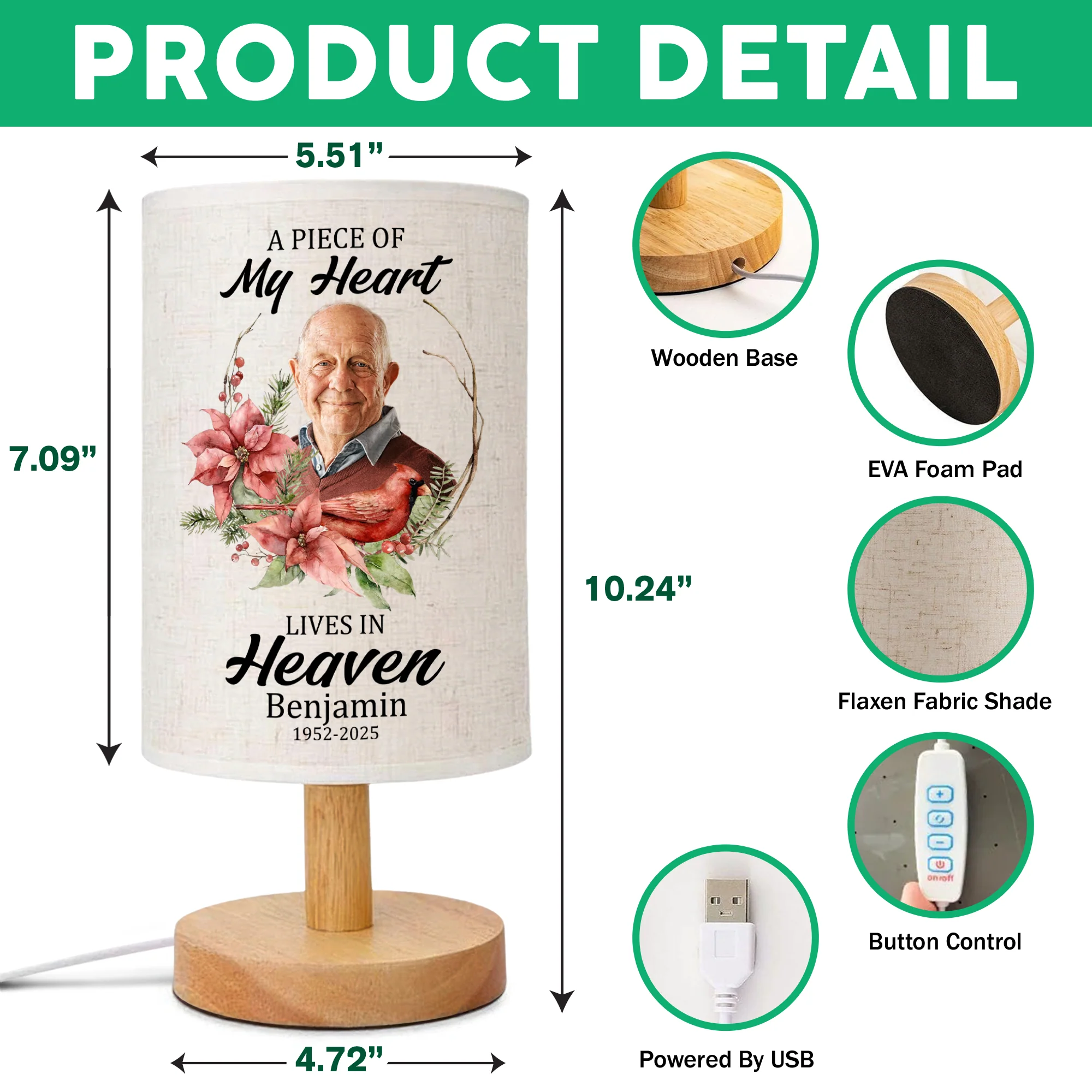Custom Photo Dad Mom In Heaven Fabric Lamp TH10 892849 - Image 8
