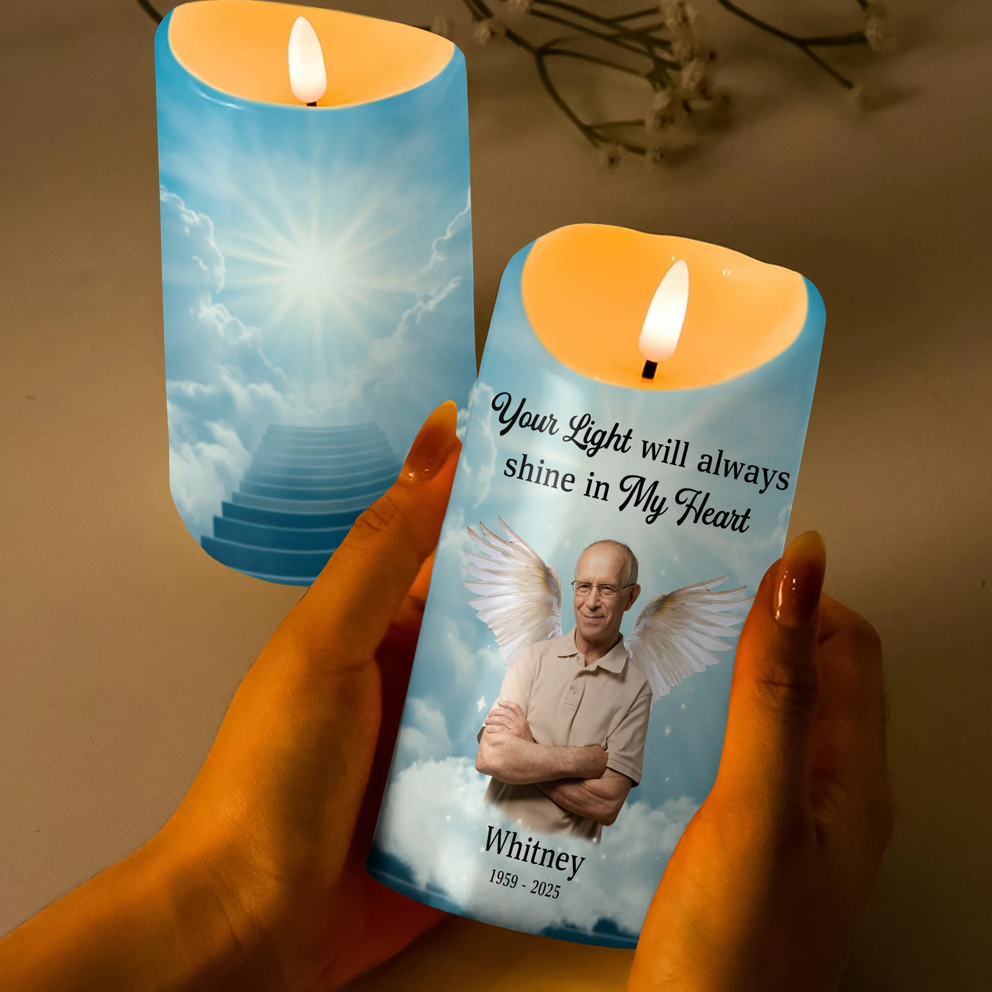 Custom Photo Dad Mom Memorial Personalized Sympathy Gift For Family Members LED Candle CH07 895398 - Image 9