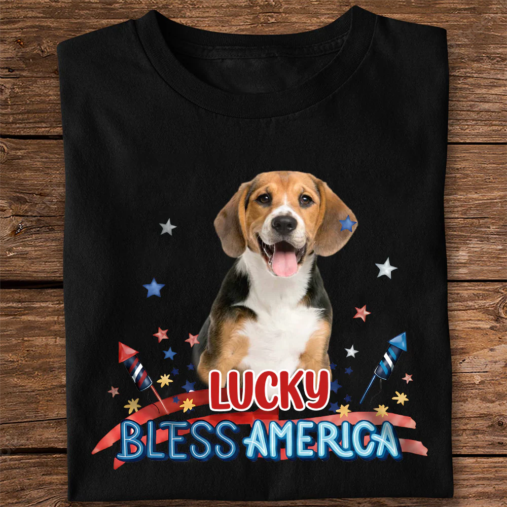 Custom Photo Dog Bless America Dark Shirt HO82 902844 - Image 4