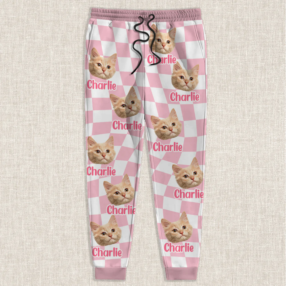 Custom Photo Dog Cat - Checkerboard Street Style Sweatpants HA75 892616 - Image 7