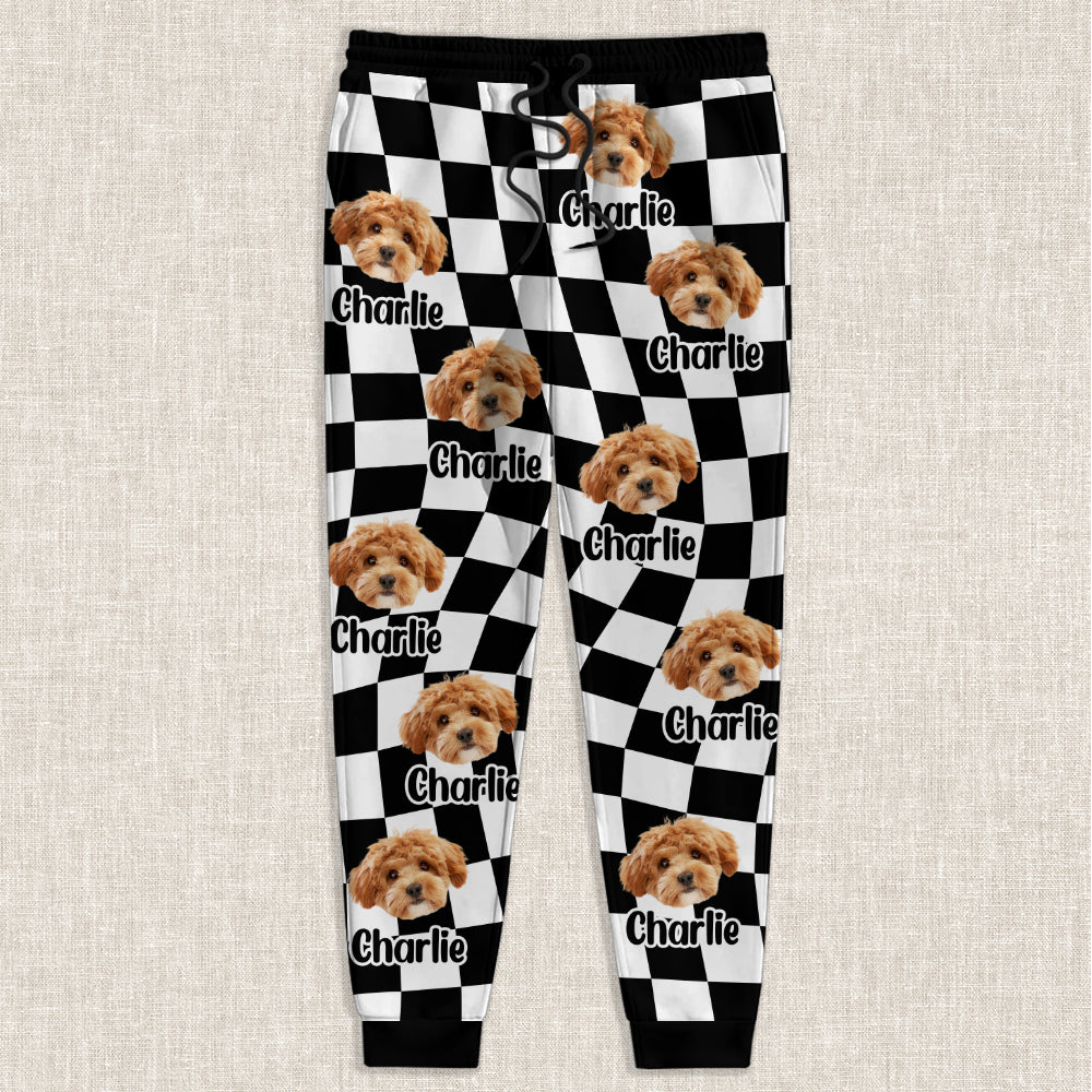 Custom Photo Dog Cat - Checkerboard Street Style Sweatpants HA75 892616 - Image 9