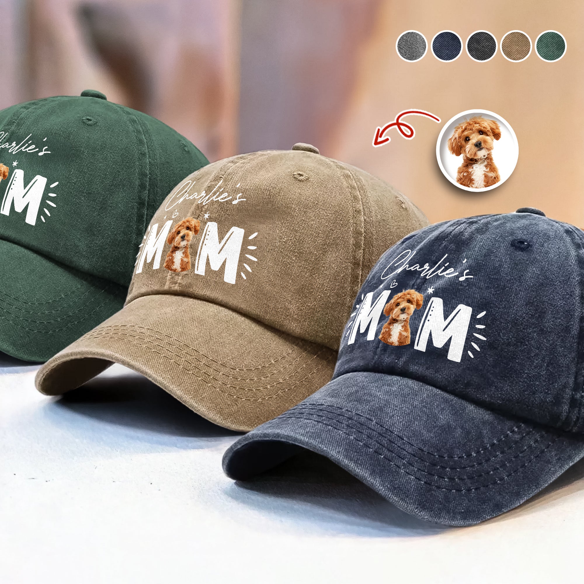 Custom Photo Dog Cat - Dog Mom Cat Mom Washed Denim Baseball Cap HA75 897008 - Image 14