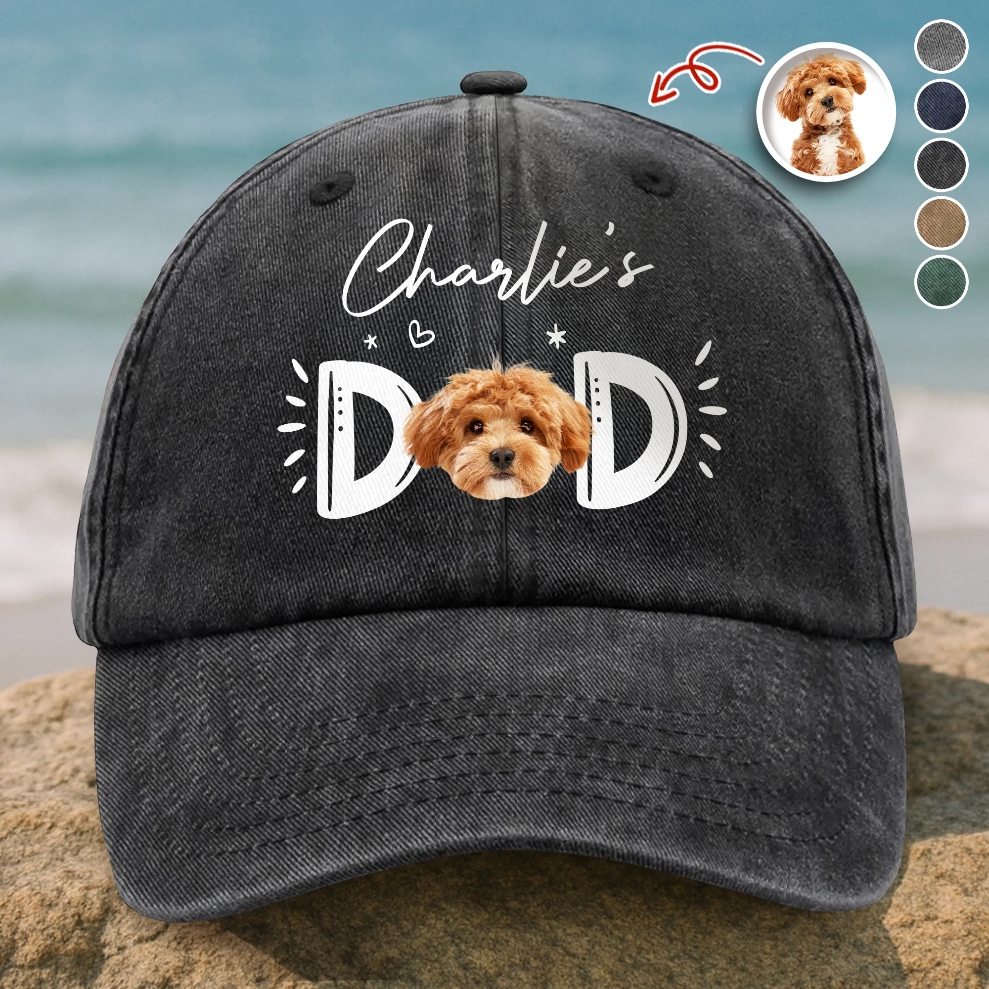 Custom Photo Dog Cat - Dog Mom Cat Mom Washed Denim Baseball Cap HA75 897008 - Image 3