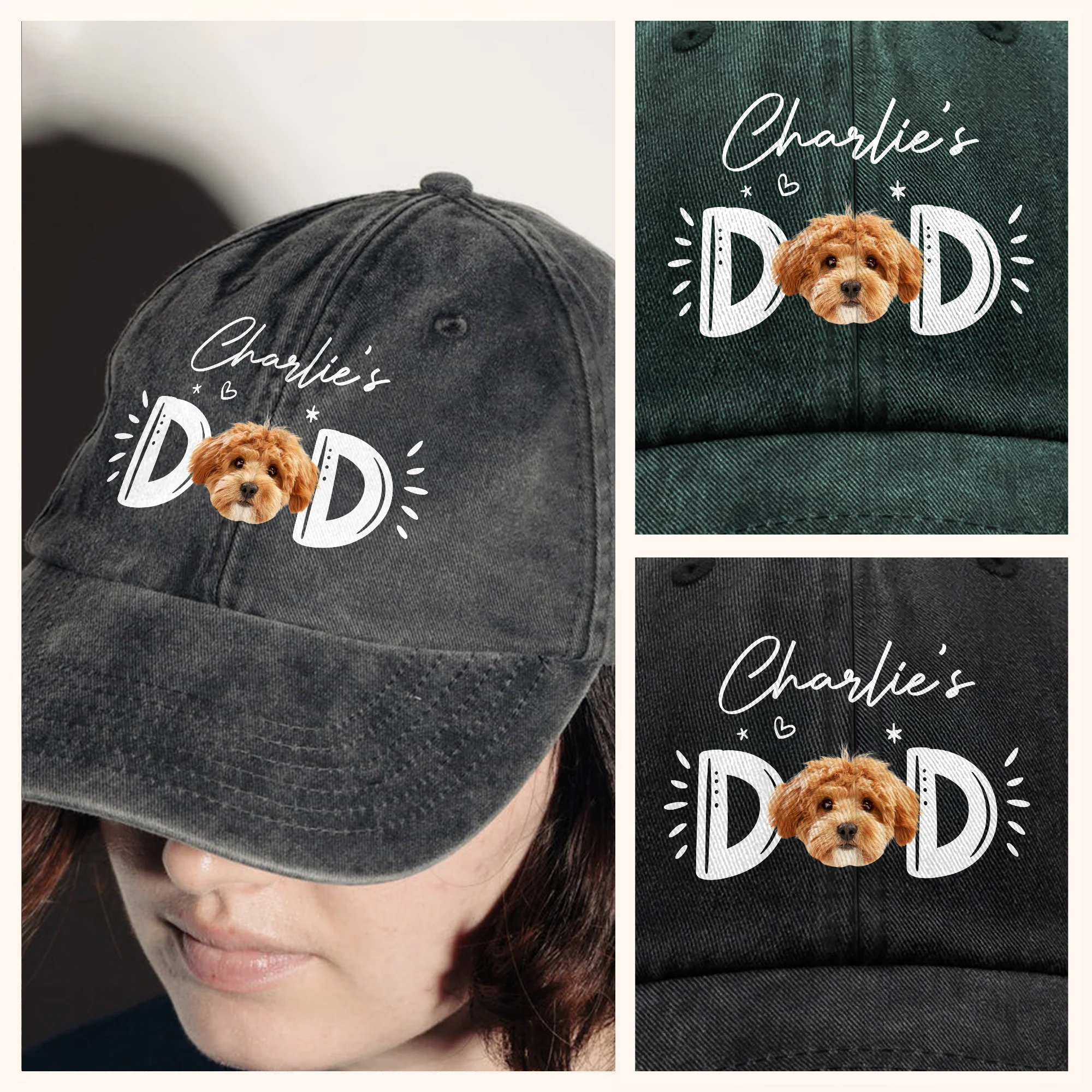 Custom Photo Dog Cat - Dog Mom Cat Mom Washed Denim Baseball Cap HA75 897008 - Image 6