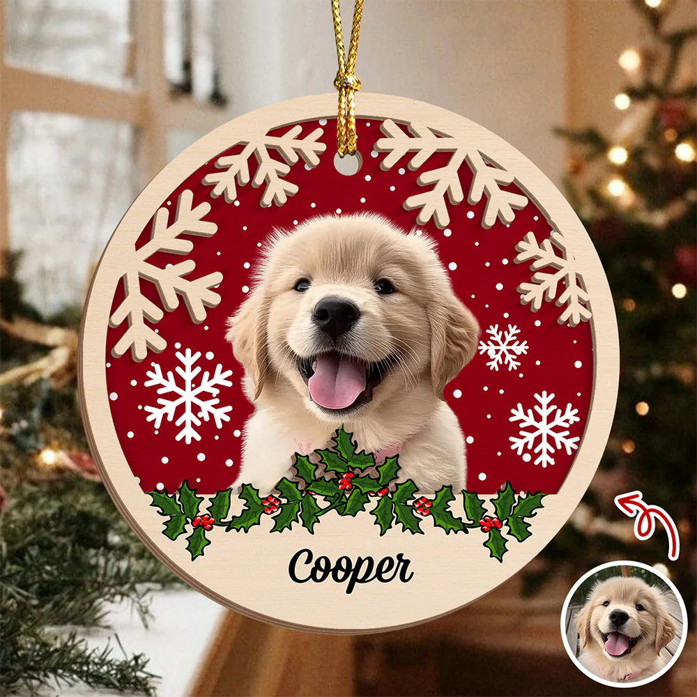 Custom Photo Dog Christmas - Personalized 2-Layered Wooden Ornament CH07 896862 - Image 5