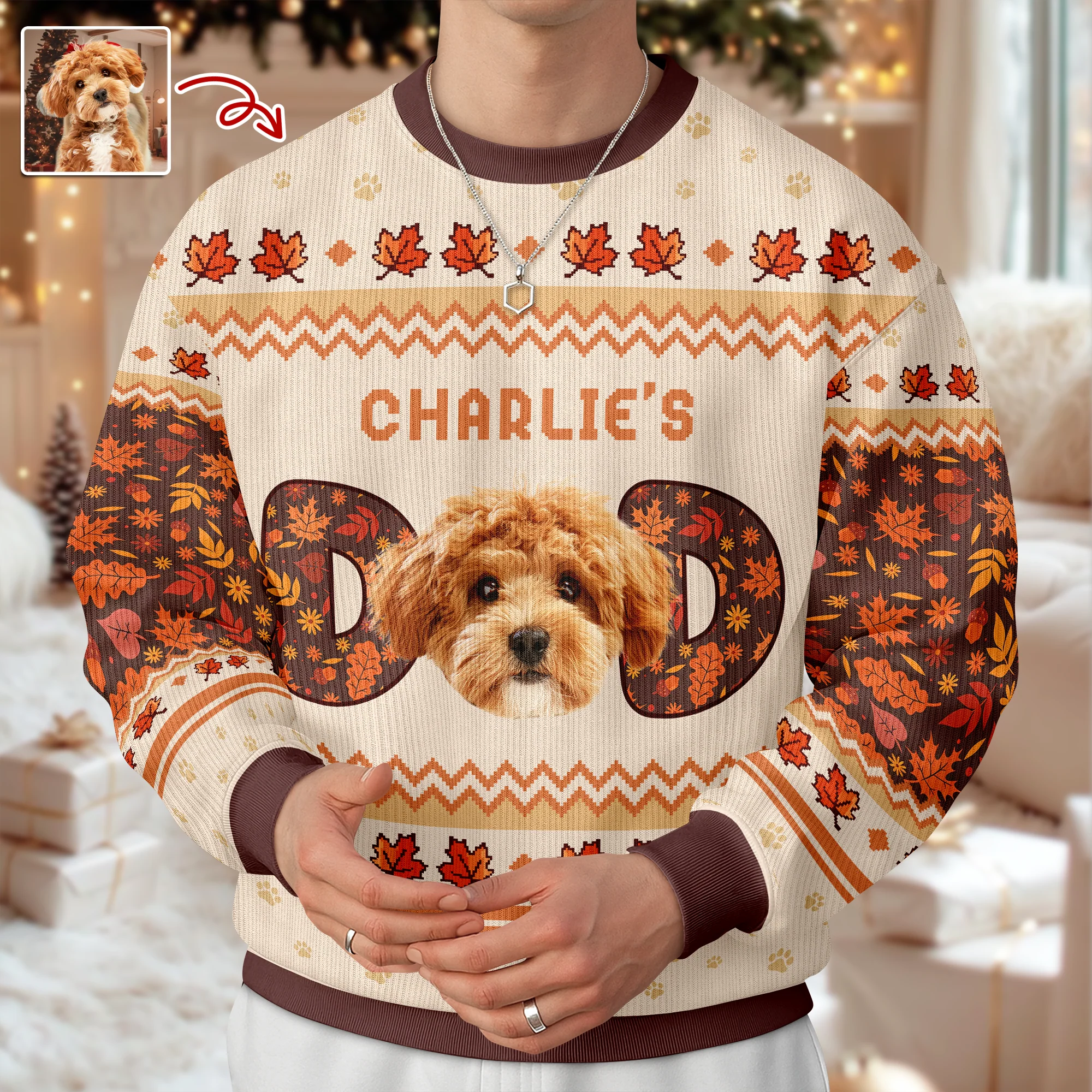 Custom Photo Dog Dad, Dog Mom Ugly Sweater HA75 897076 - Image 4