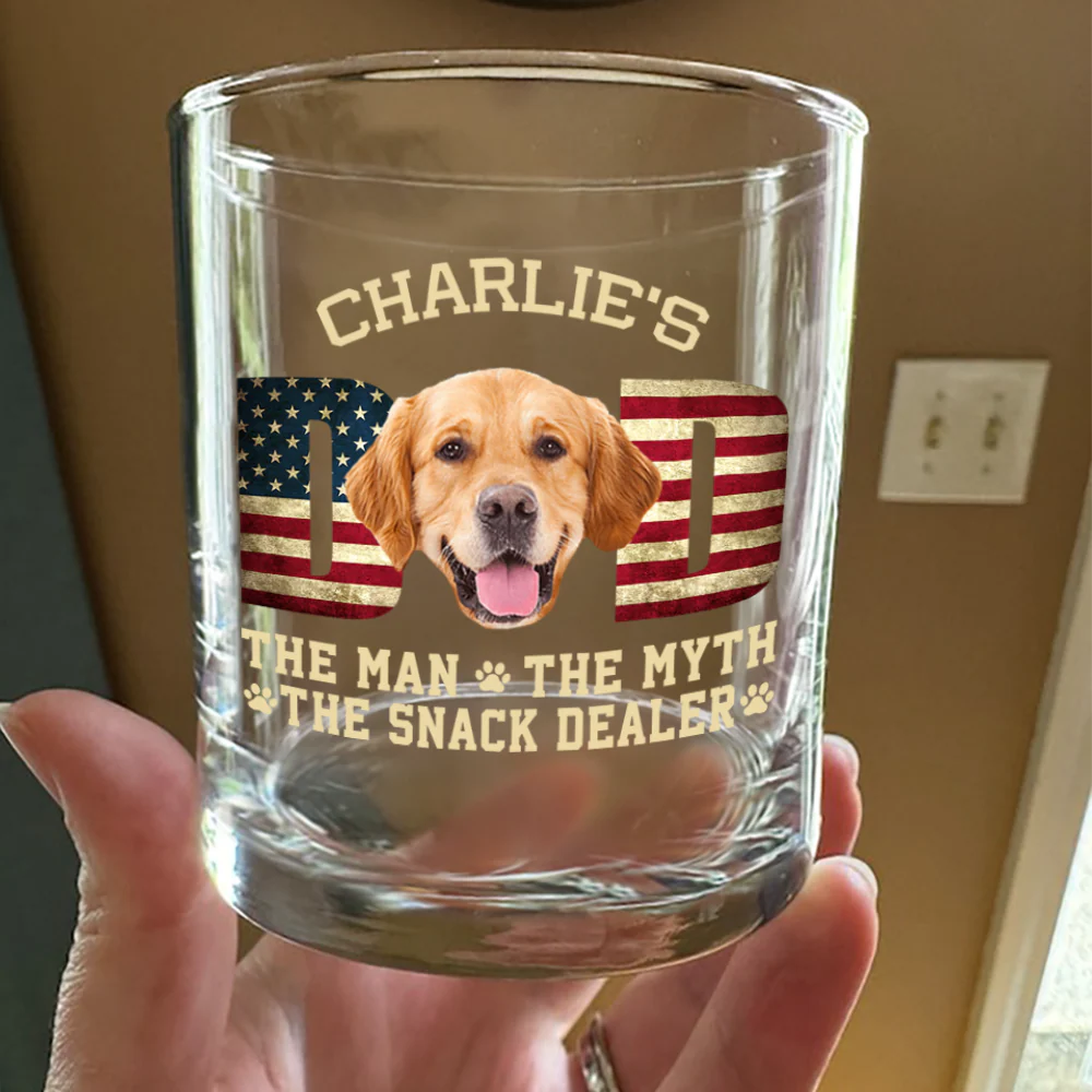 Custom Photo Dog Dad The Man The Myth American Flag Dad Rock Glass HA75 892272 - Image 4