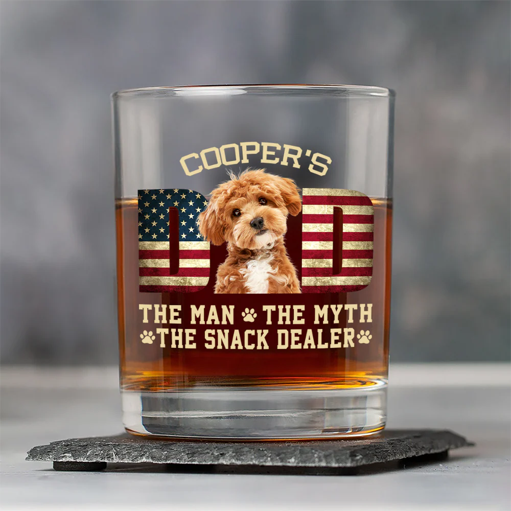 Custom Photo Dog Dad The Man The Myth American Flag Dad Rock Glass HA75 892272 - Image 5