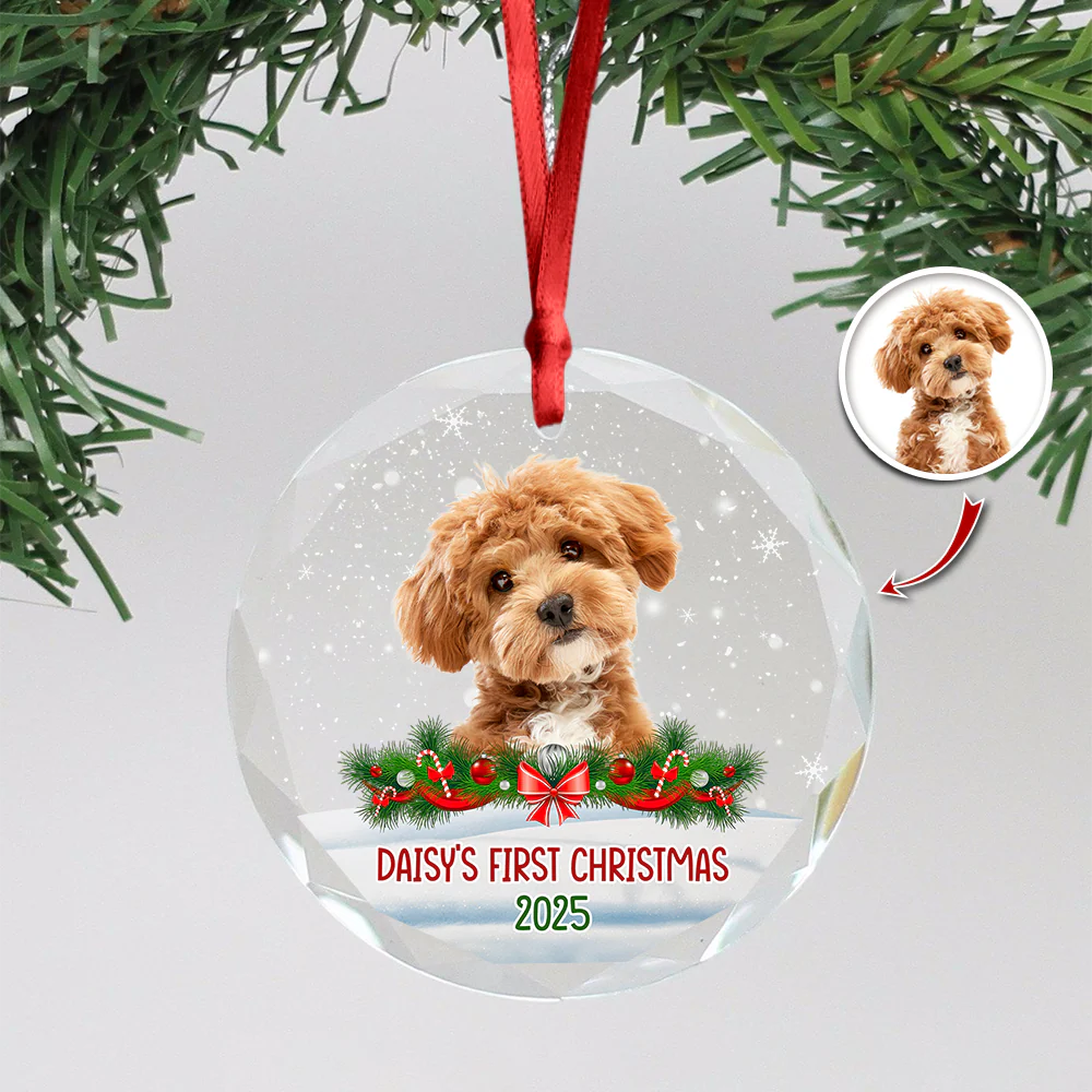 Custom Photo Dog First Christmas Glass Ornament HA75 897258 - Image 14