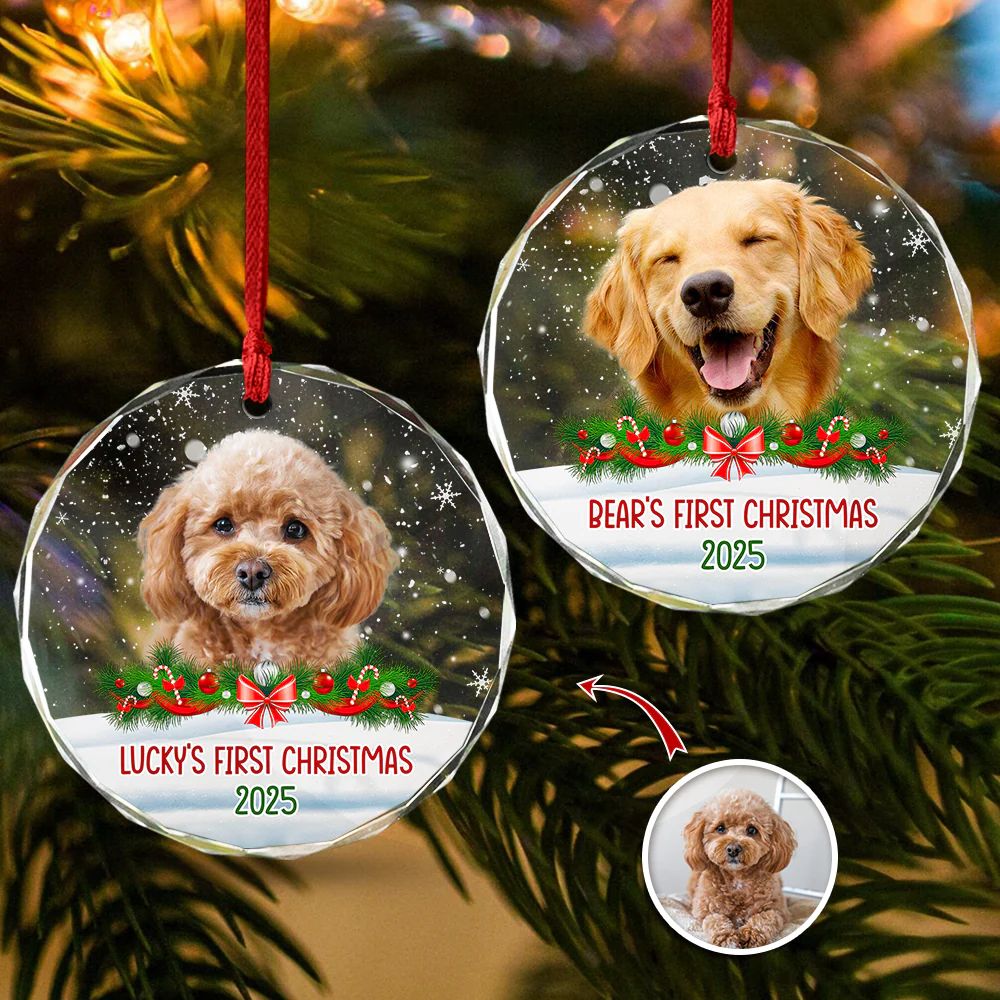 Custom Photo Dog First Christmas Glass Ornament HA75 897258 - Image 17