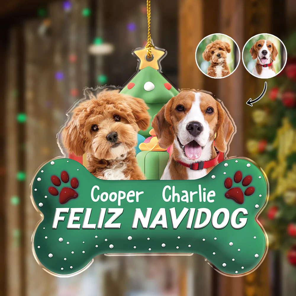 Custom Photo Dog Merry Woofmas Acrylic Ornament HA75 897560 - Image 5