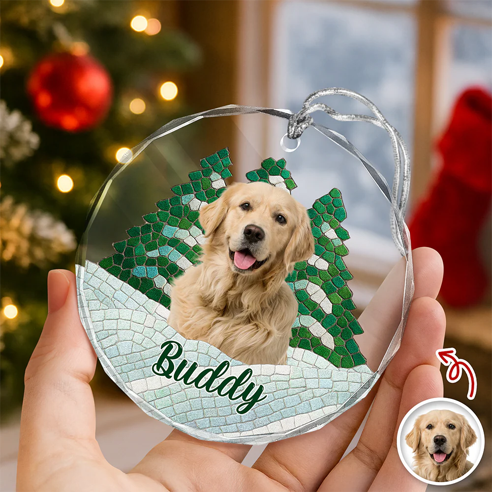 Custom Photo Dog Mosaic Style Glass Ornament Christmas Gift LM32 895047 - Image 4