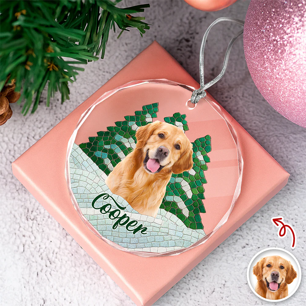 Custom Photo Dog Mosaic Style Glass Ornament Christmas Gift LM32 895047 - Image 5