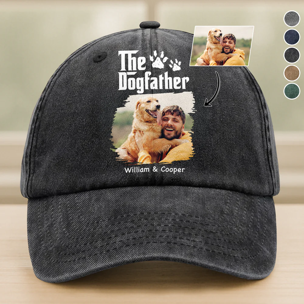 Custom Photo Dog Mother Father Washed Denim Baseball Cap HA75 897686