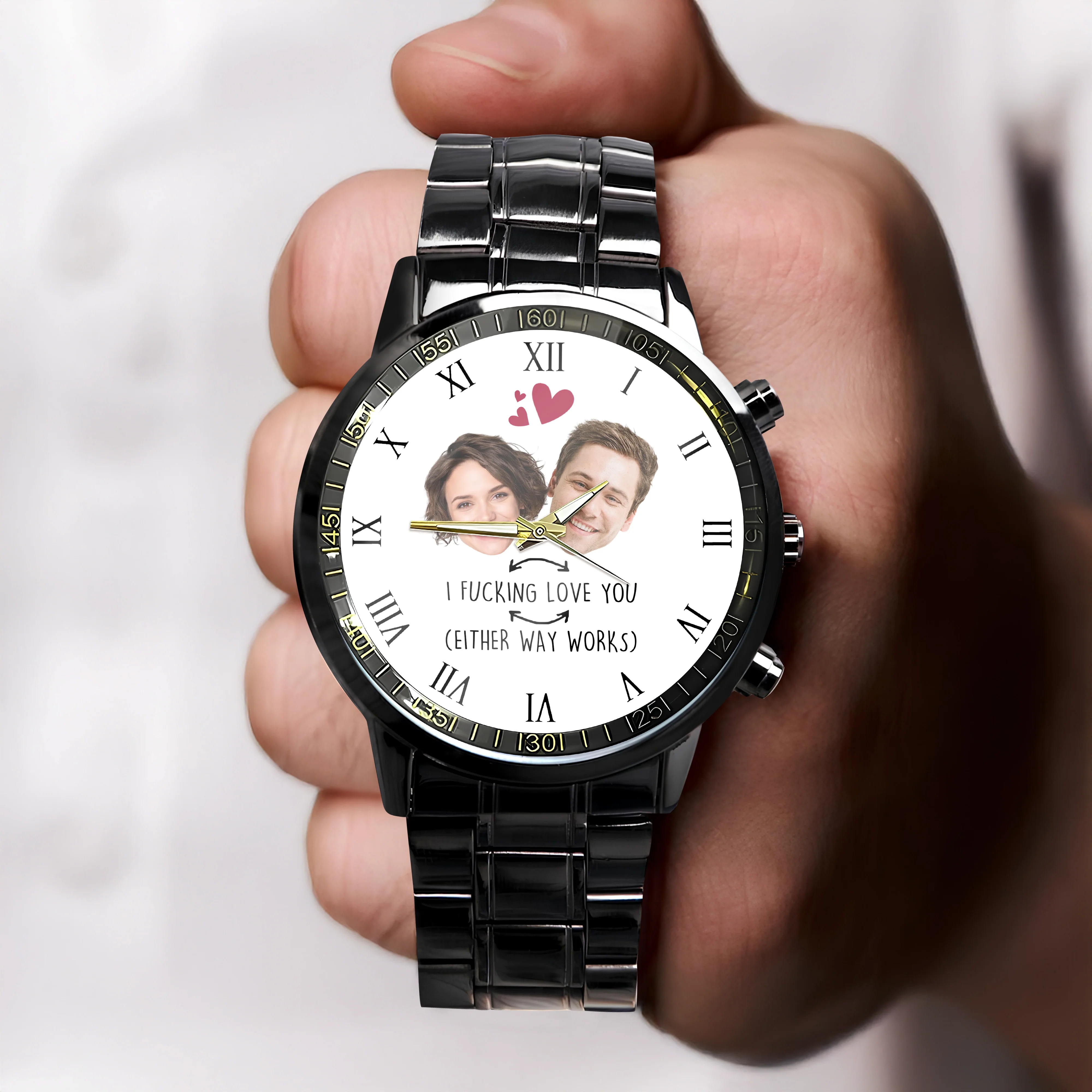 Custom Photo Face Tattoo Couple - Personalized Photo Men's Wrist Watch HO82 893796 - Image 3