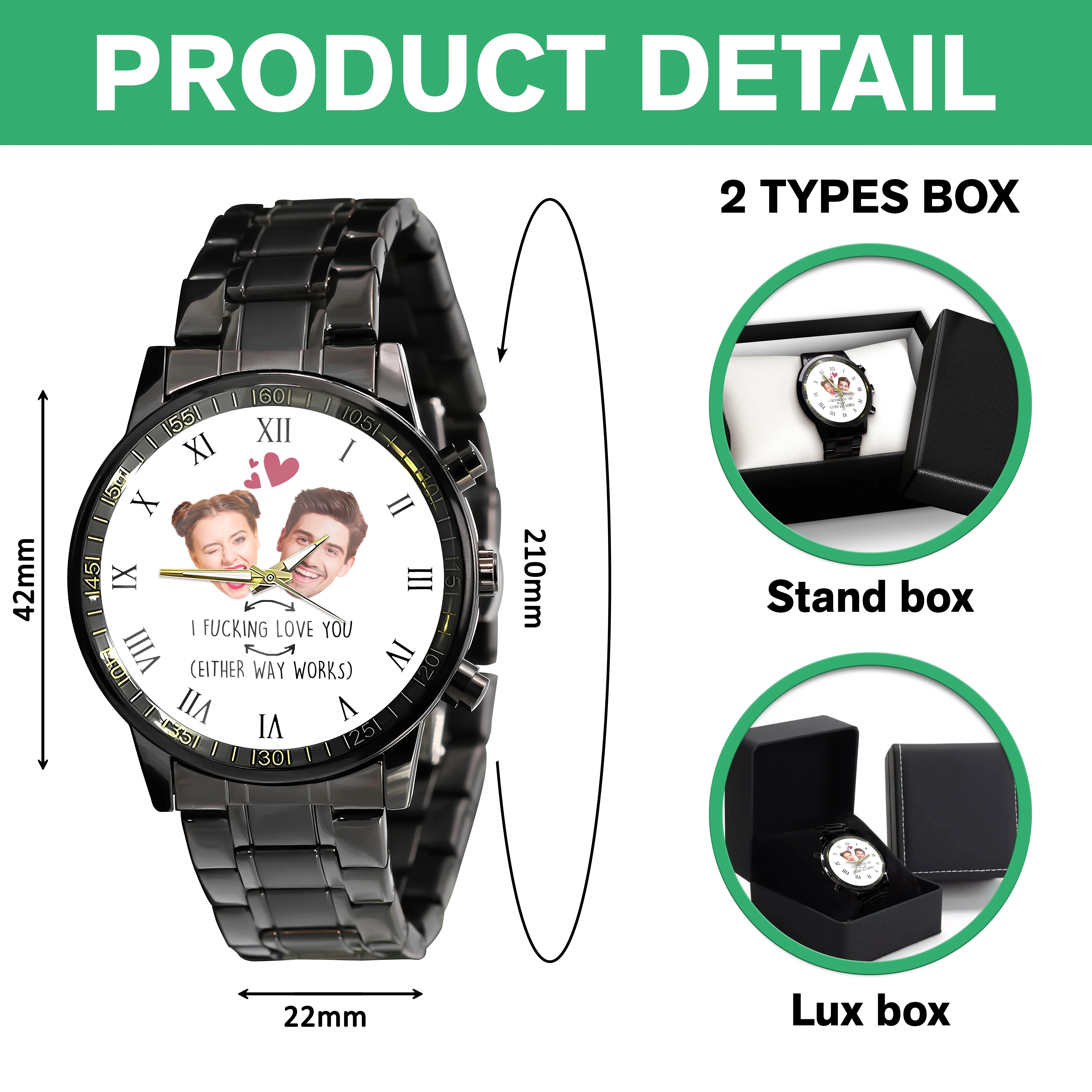 Custom Photo Face Tattoo Couple - Personalized Photo Men's Wrist Watch HO82 893796 - Image 6