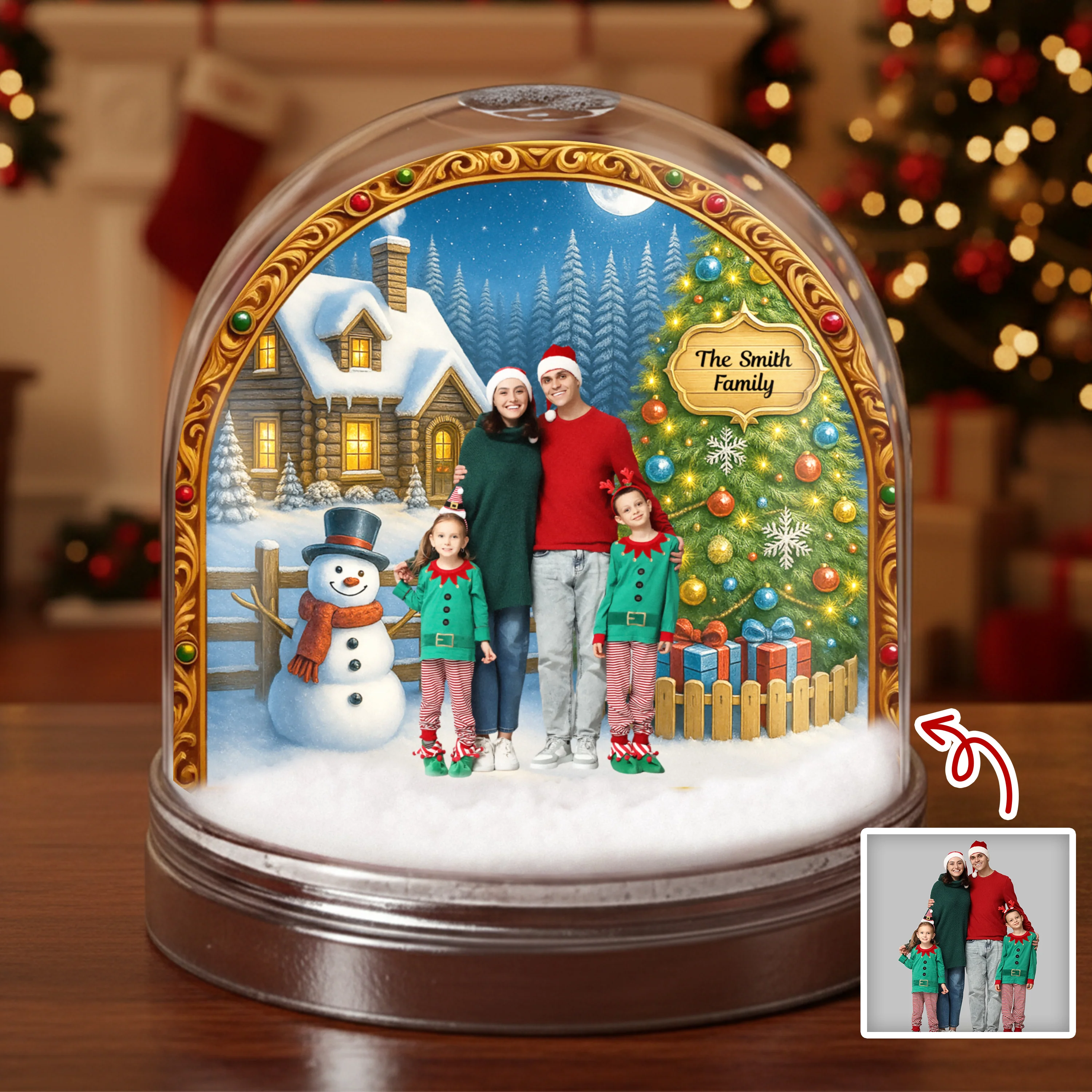 Custom Photo Family Christmas Acrylic Snow Globe TH10 896505 - Image 3