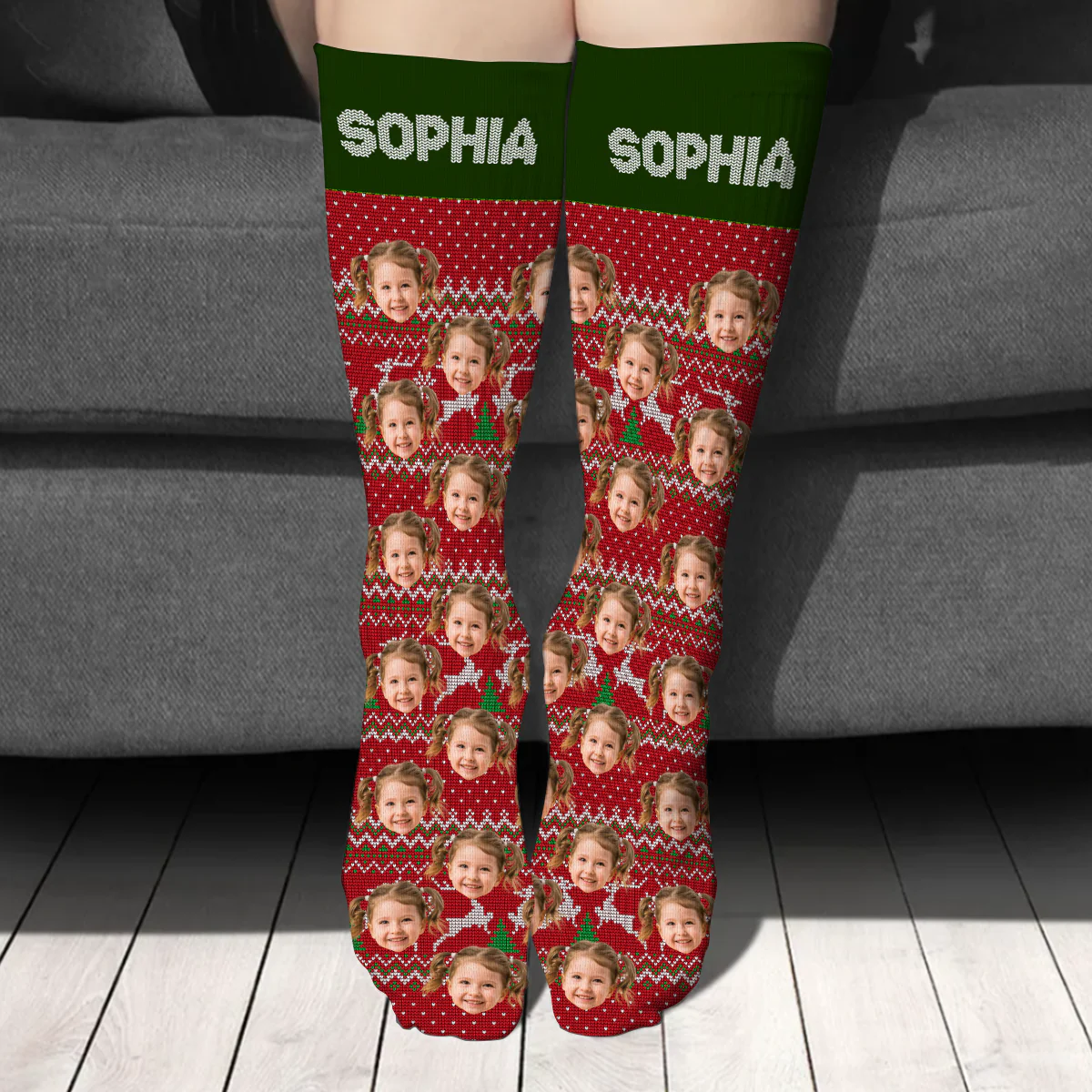 Custom Photo Family Christmas Socks Christmas Gift for Loved Ones TH10 894435 - Image 3