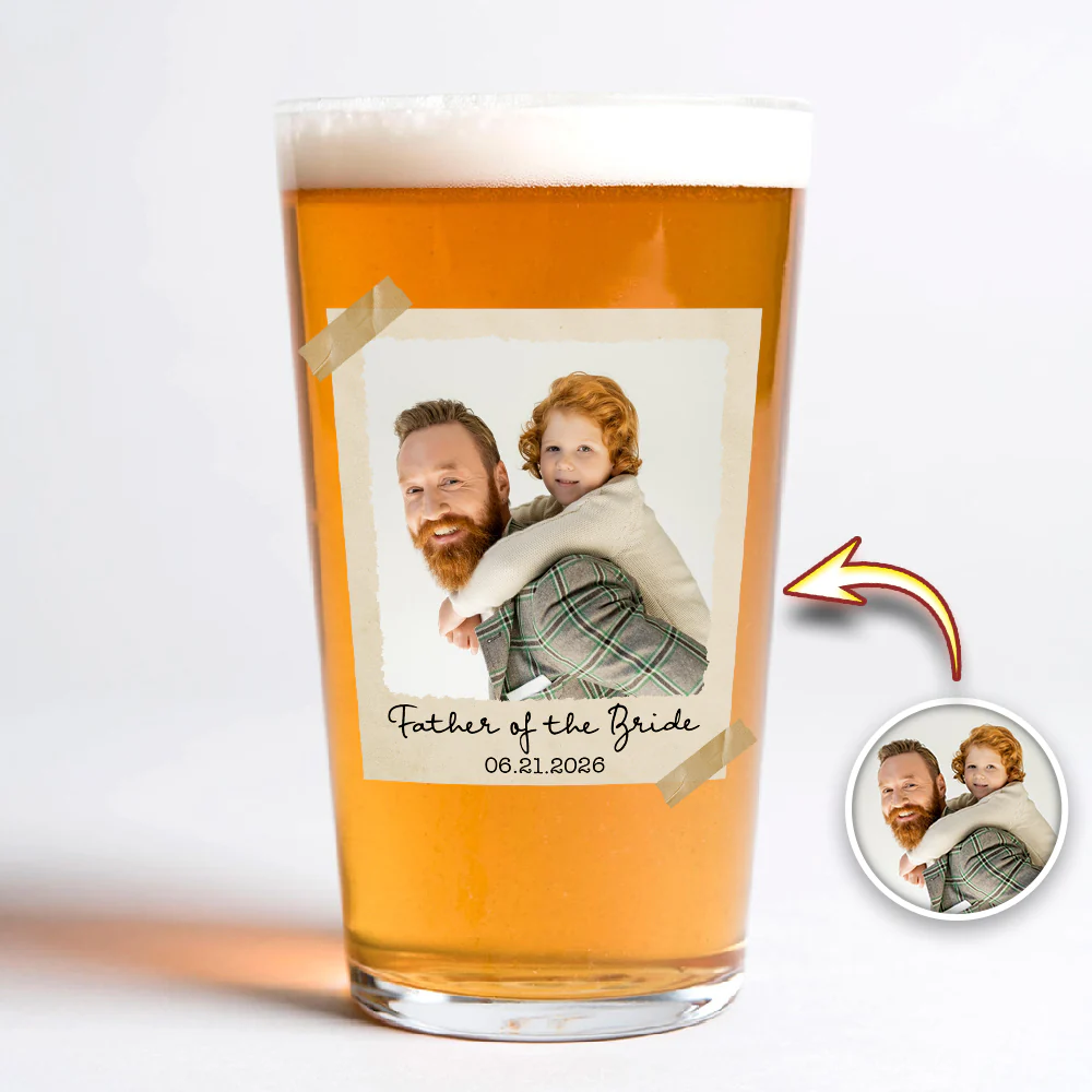 Custom Photo Father Of the Bride Or Groom Vintage Beer Glass - Gift For Dad, Father's Day HO82 902316 - Image 4