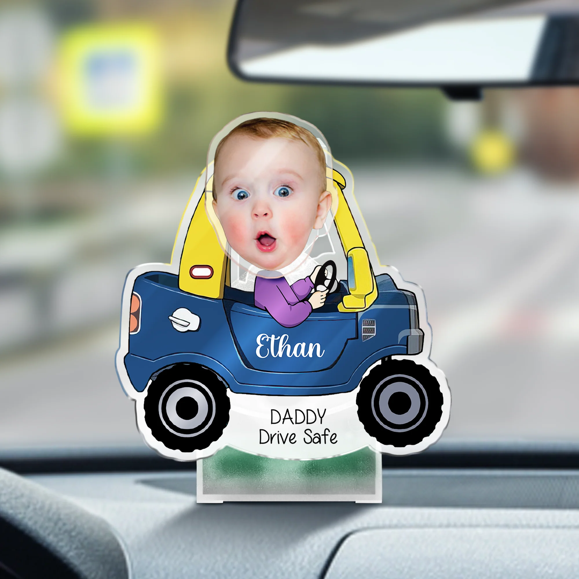 Custom Photo Father's Day Gift, Kids Face Bobblehead Gift for Dad, Drive Safe Daddy, Gift for New Dad Shaking Head Standee HO82 893830 - Image 3