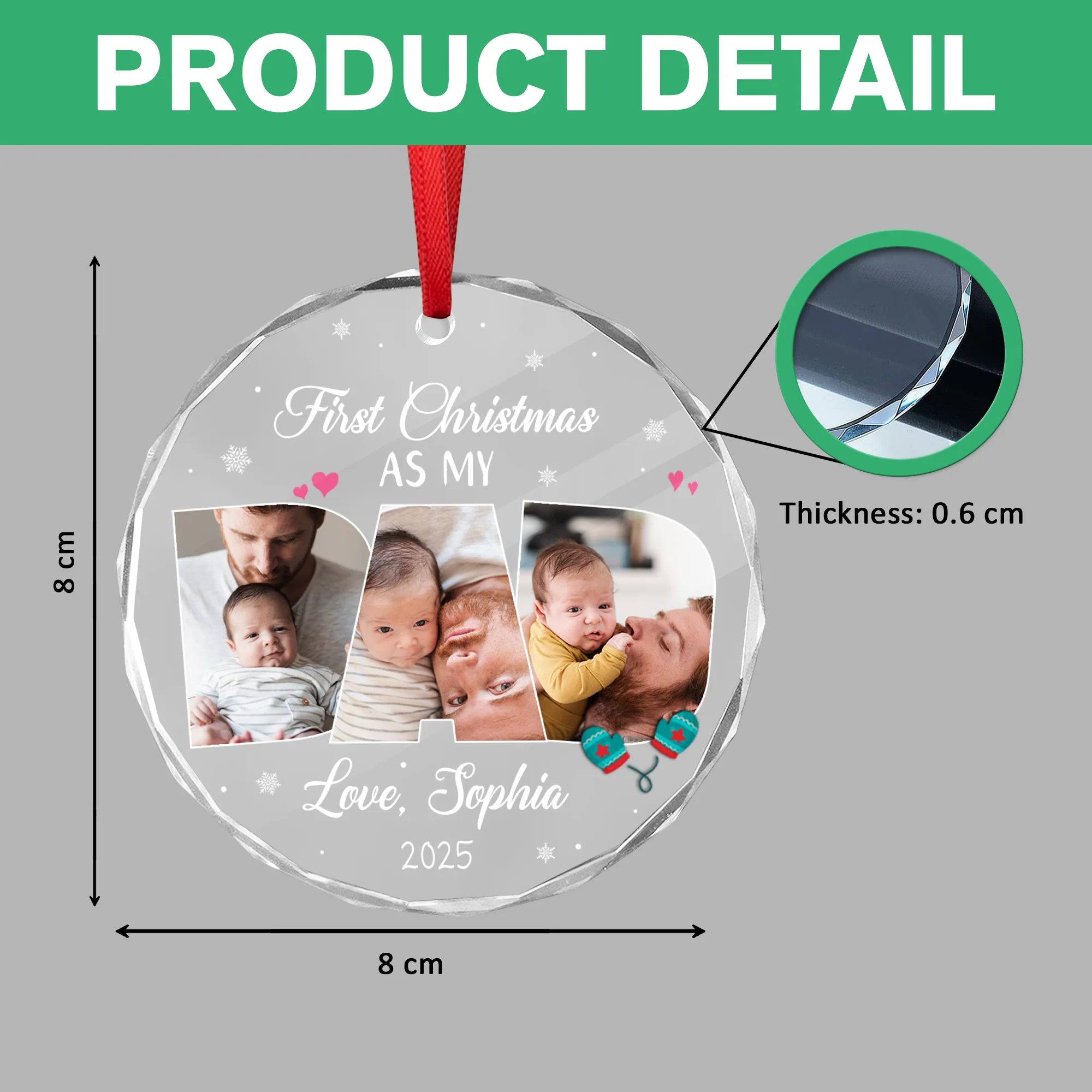 Custom Photo First Christmas As My Dad Circle Glass Ornament CH07 899036 - Image 7