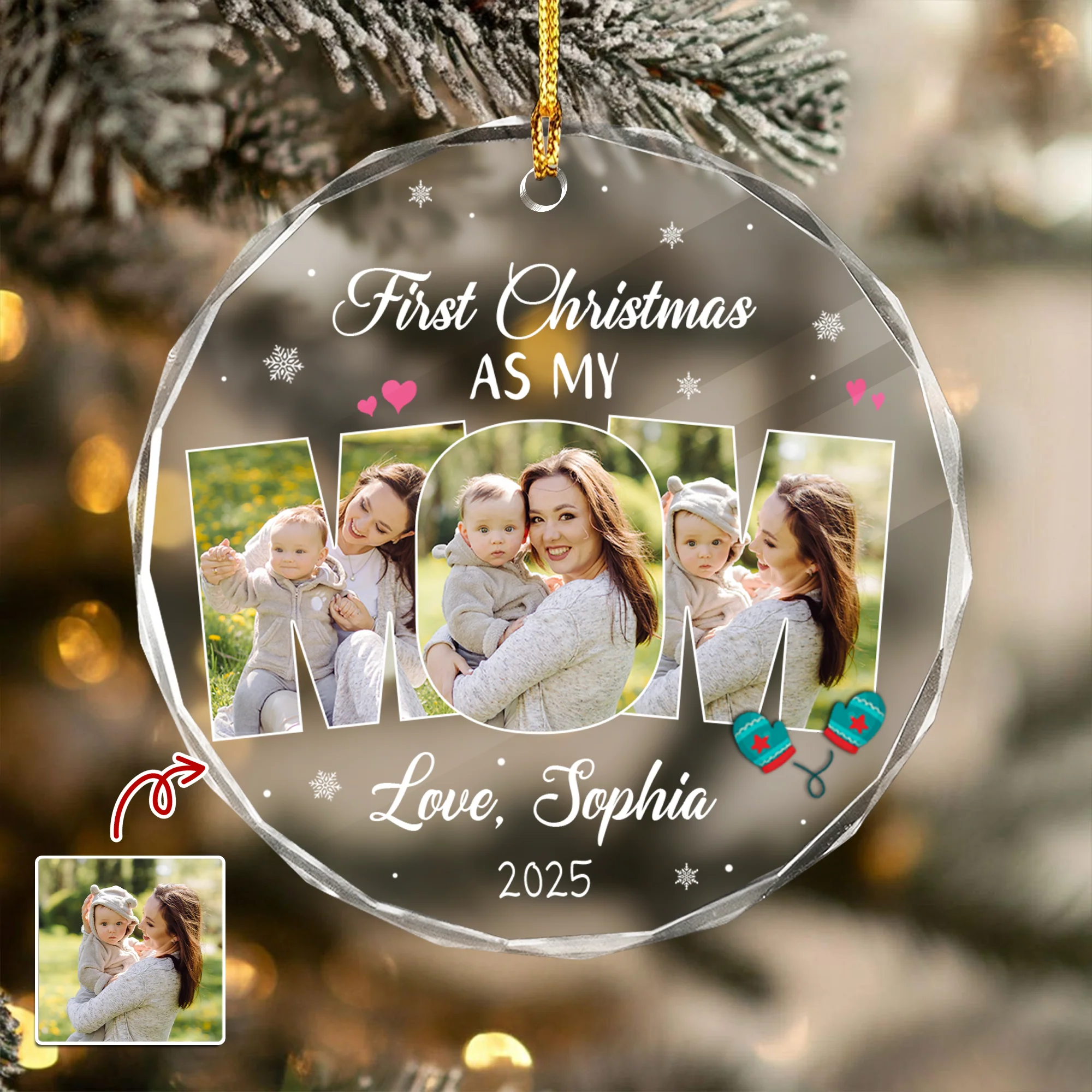 Custom Photo First Christmas As My Dad Circle Glass Ornament CH07 899036 - Image 8