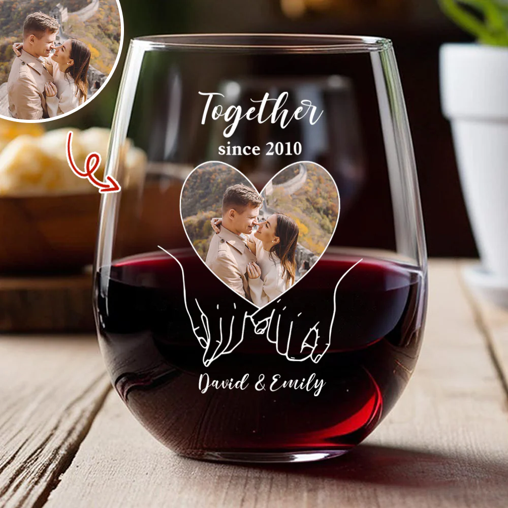 Custom Photo Forever And Always - Couple Personalized Wine Glass HA75 920038 - Image 3
