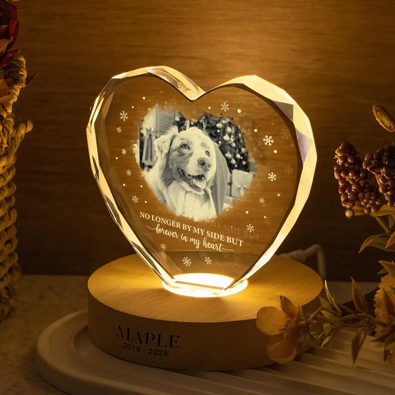 Custom Photo Forever Loved Memorial Dog Cat Engraved Crystal Photo With Light HA75 898214 - Image 5