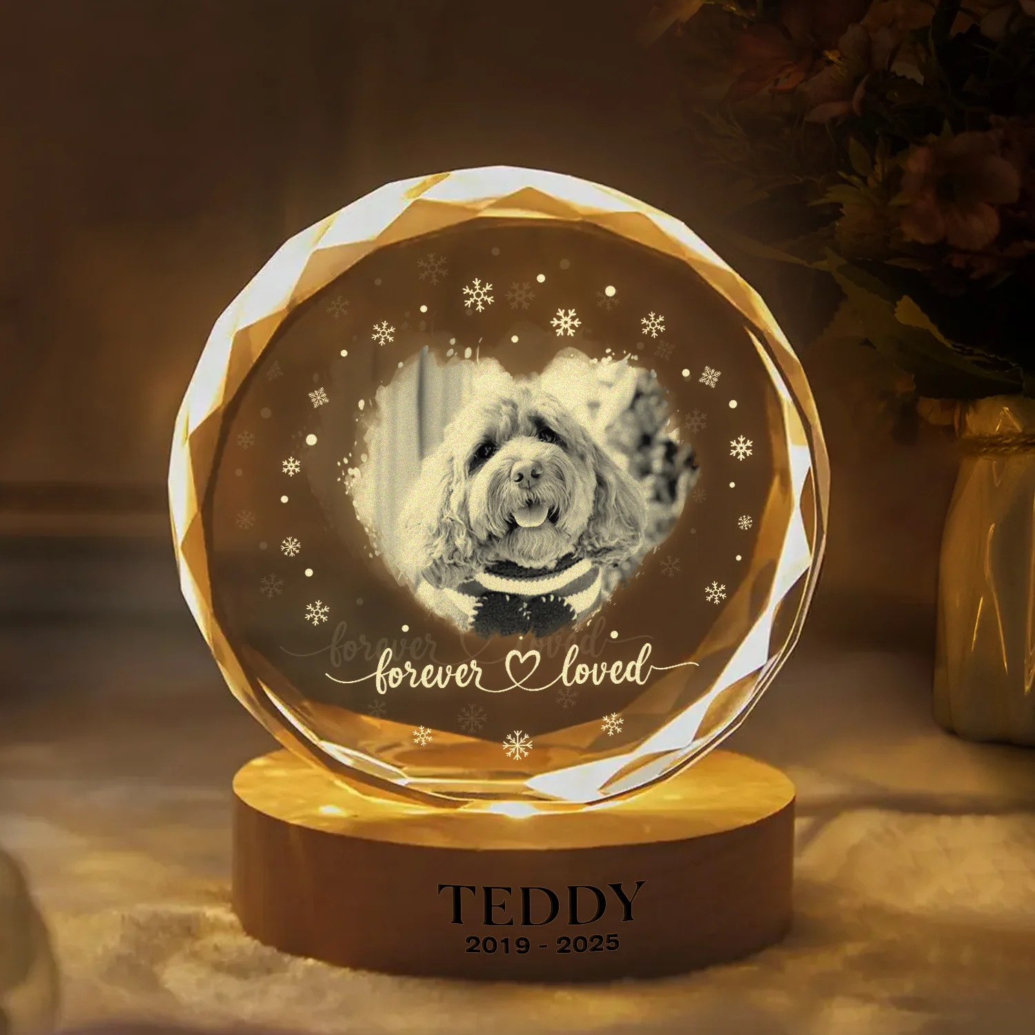 Custom Photo Forever Loved Memorial Dog Cat Engraved Crystal Photo With Light HA75 898214 - Image 9