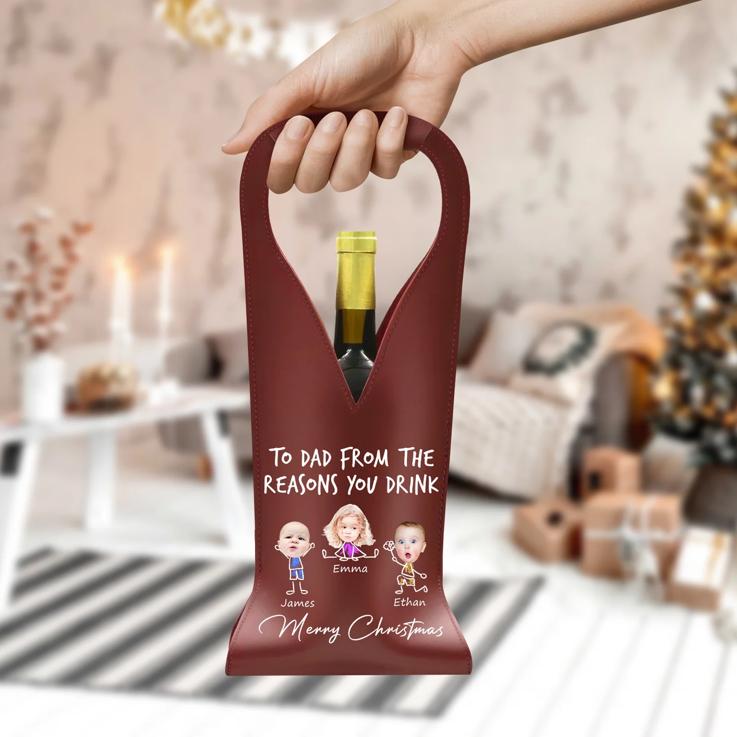 Custom Photo From The Reasons You Drink Leather Wine Bag HA75 892908 - Image 4