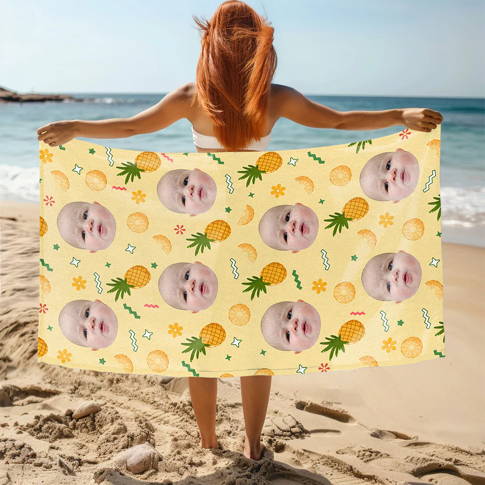 Custom Photo Fruits Beach Towel With Name, Vacation Gift CH07 895820 - Image 2