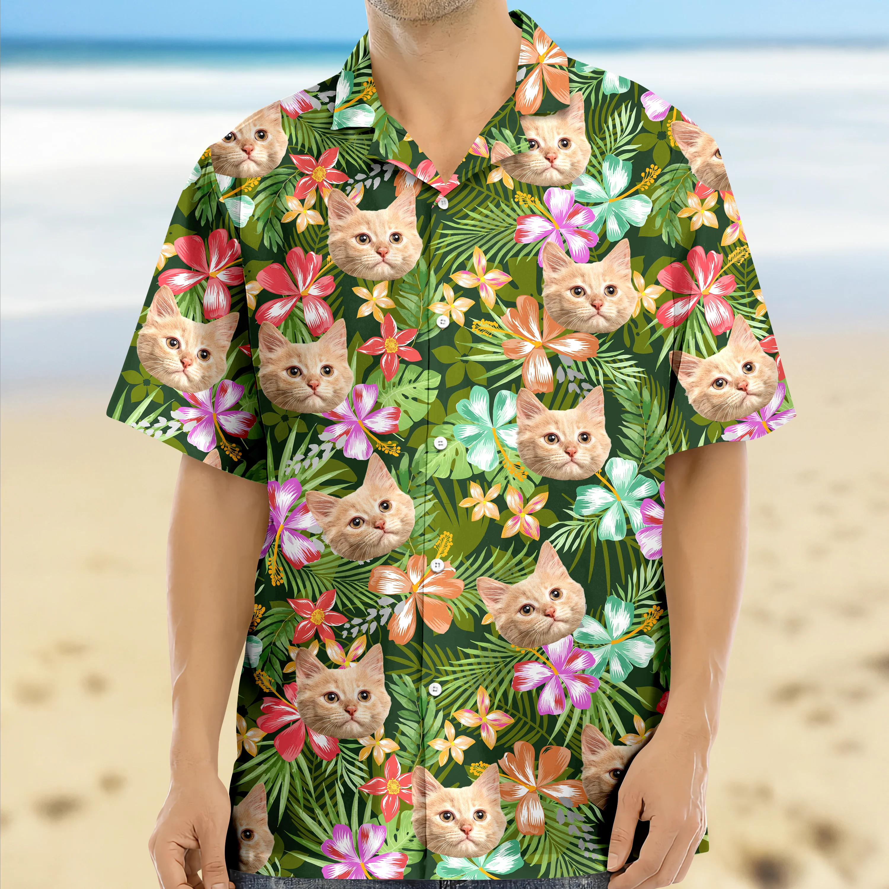 Custom Photo Funny Cat Family Tropical Hawaii Shirt HA75 892288 - Image 4