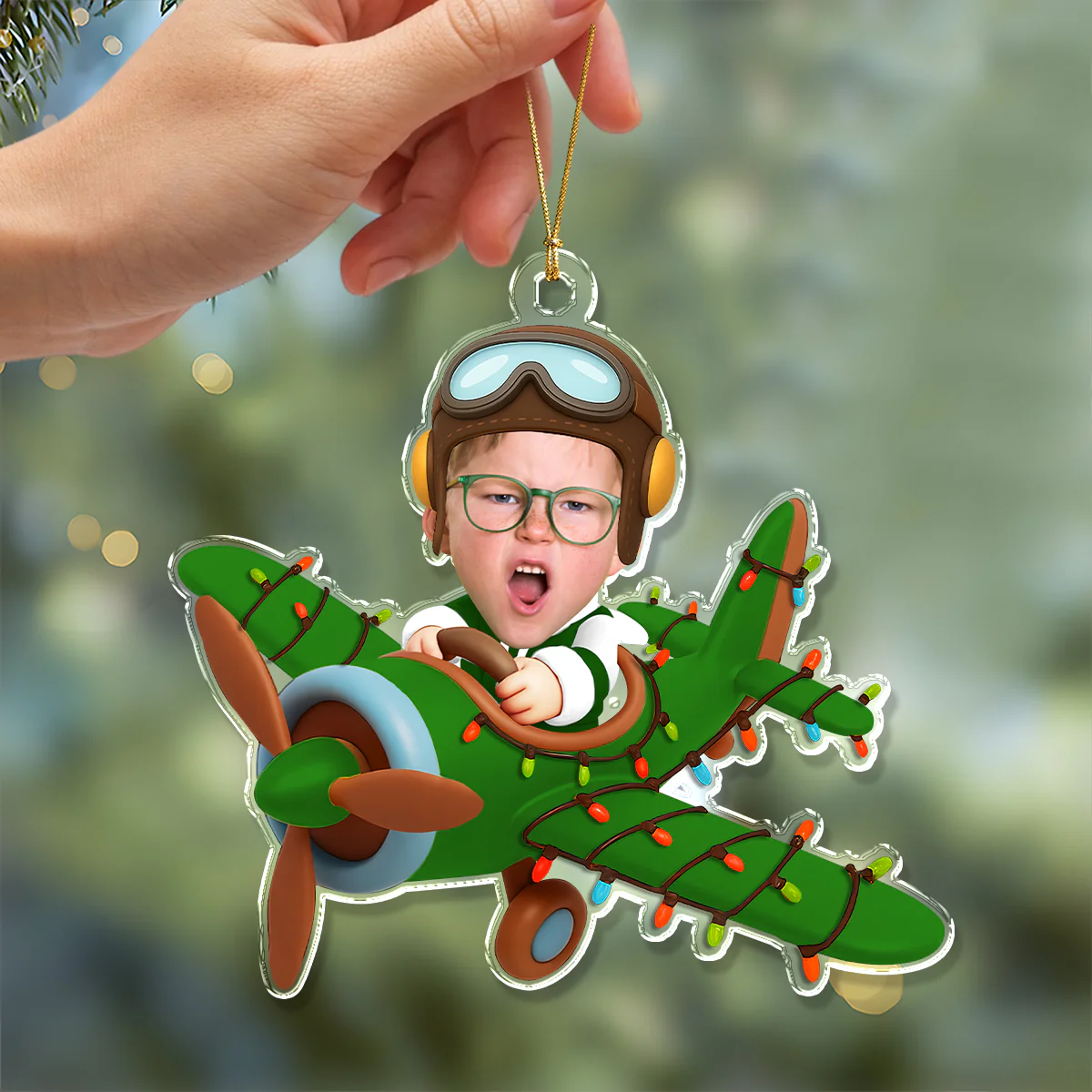 Custom Photo Funny Kid Face Airplane Acrylic Ornament LM32 895591 - Image 6