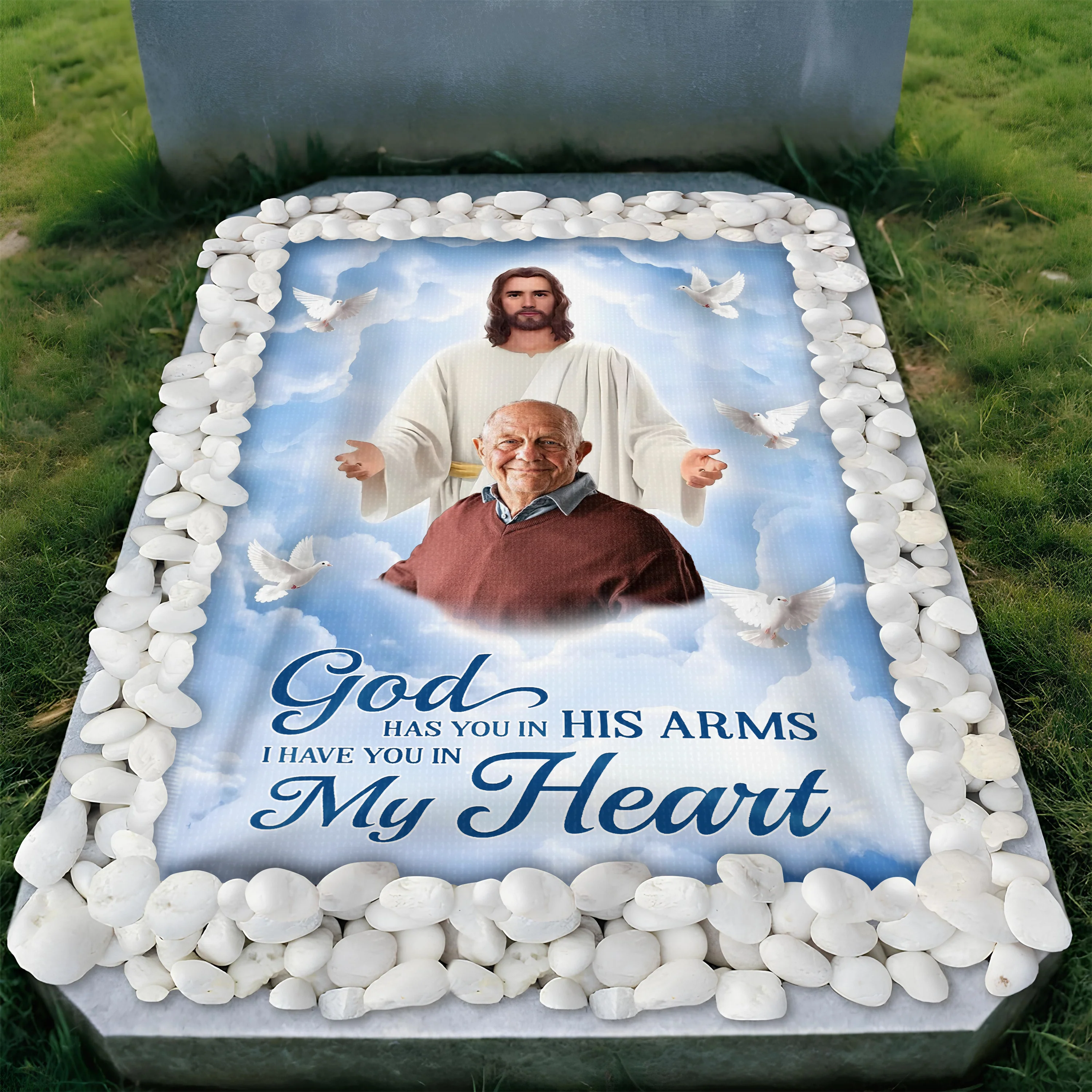 Custom Photo God Has You in His Arms Memorial Grave Blanket HA75 892788 - Image 4