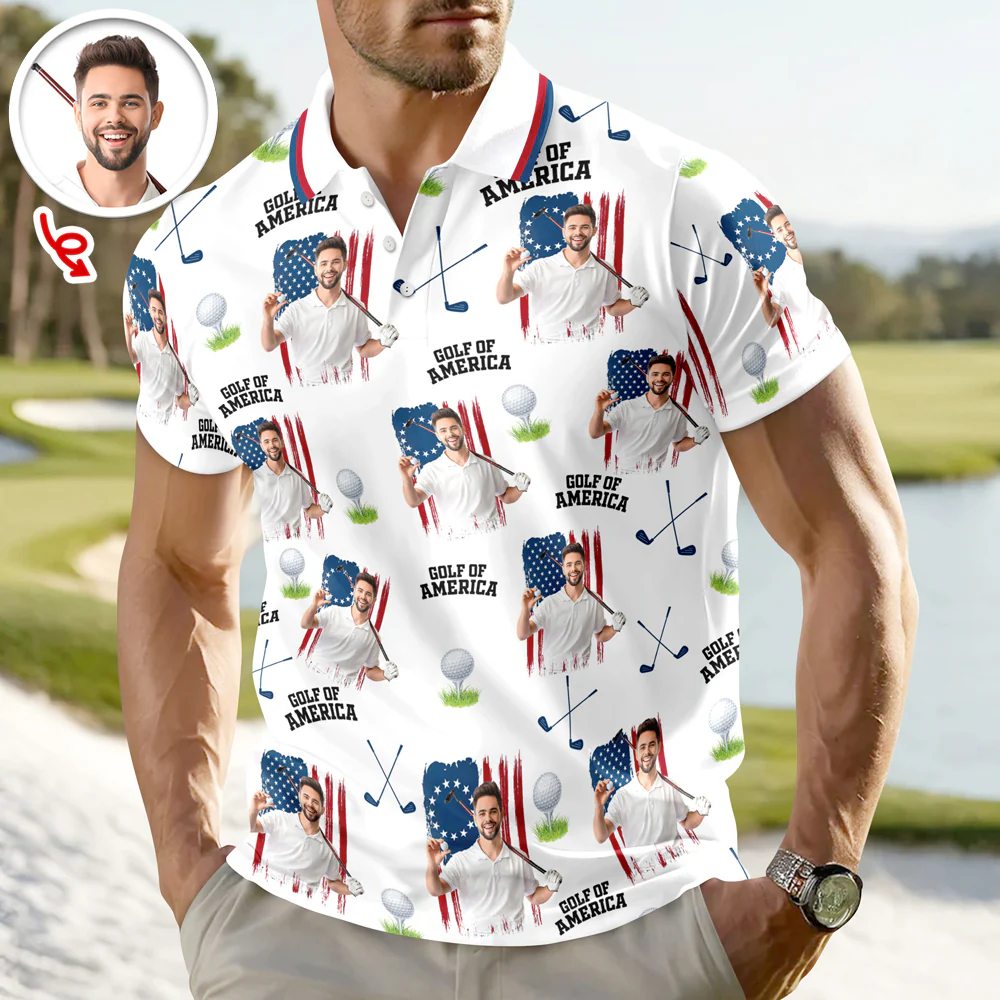 Custom Photo Golf Of America Polo Shirt Gift For Men LM32 899731 - Image 2