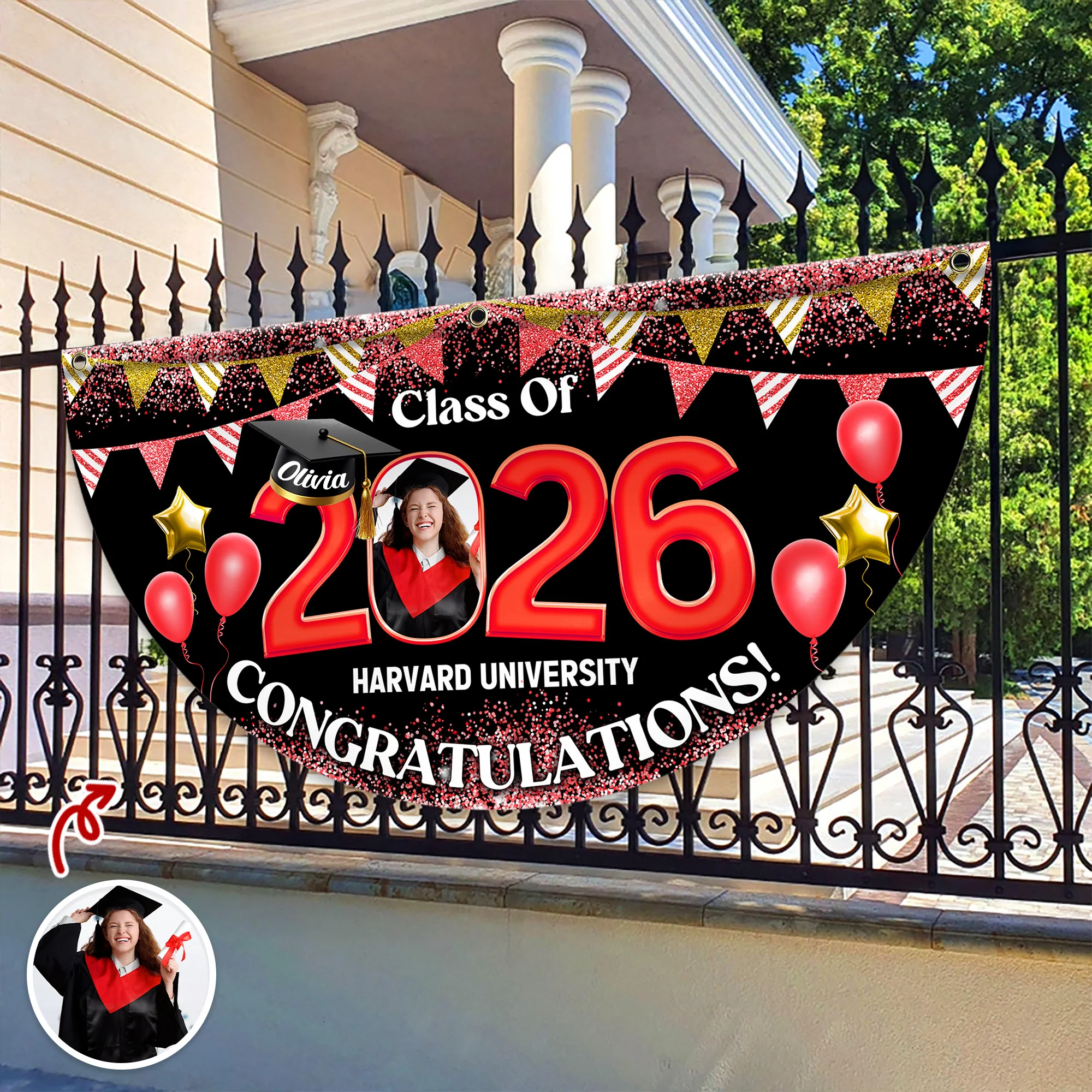 Custom Photo Graduation Senior Class Of 2026 Non-Pleated Fan Flag CH07 910634 - Image 5
