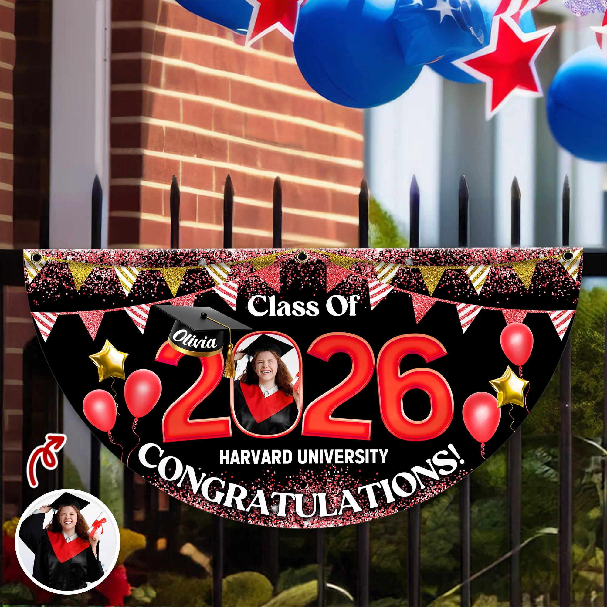 Custom Photo Graduation Senior Class Of 2026 Non-Pleated Fan Flag CH07 910634 - Image 7