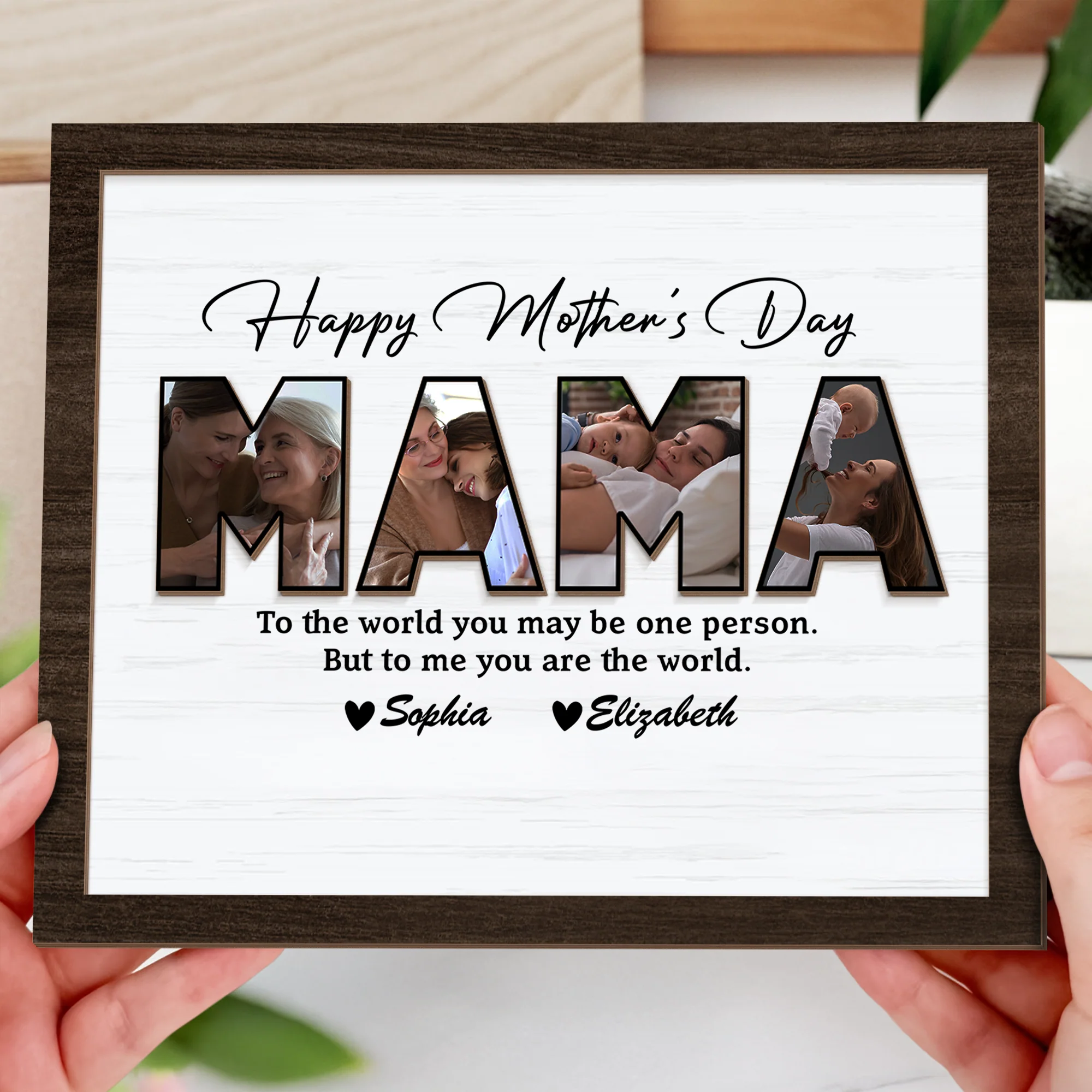 Custom Photo Happy Mother's Day To Mom 2-Layered Wooden Plaque With Stand CH07 910692 - Image 2